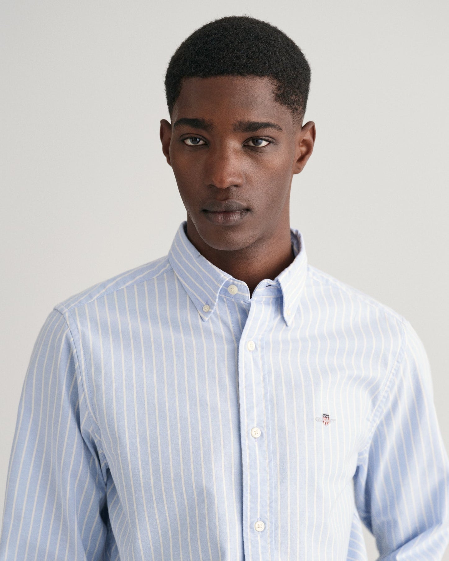 Men's Slim Fit Striped Oxford Stretch Shirt - LIGHT BLUE