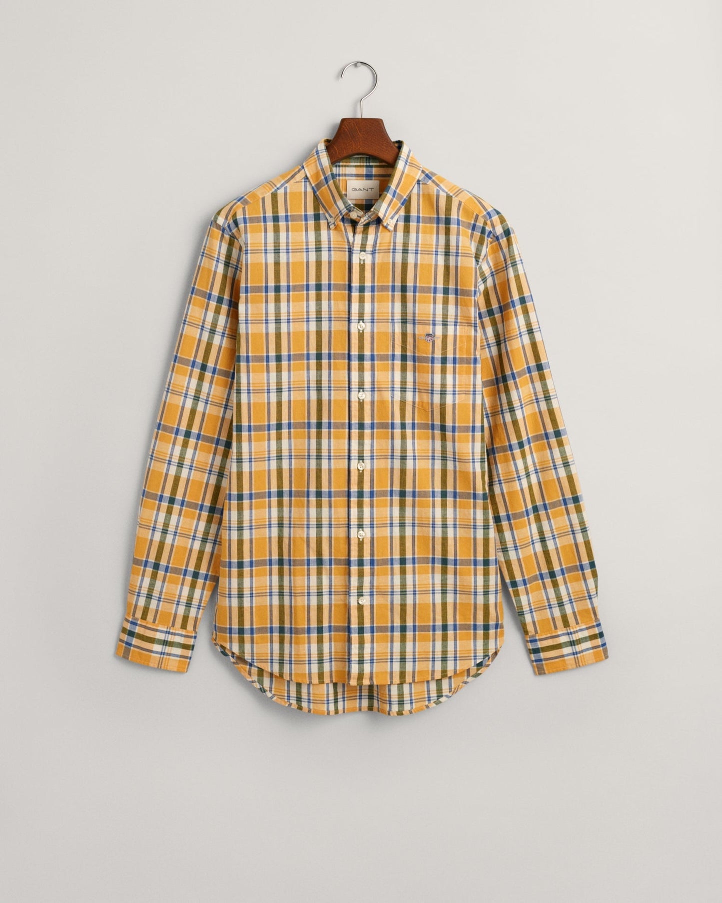 Men's Regular Fit Checked Cotton Linen Shirt - FADED ORANGE