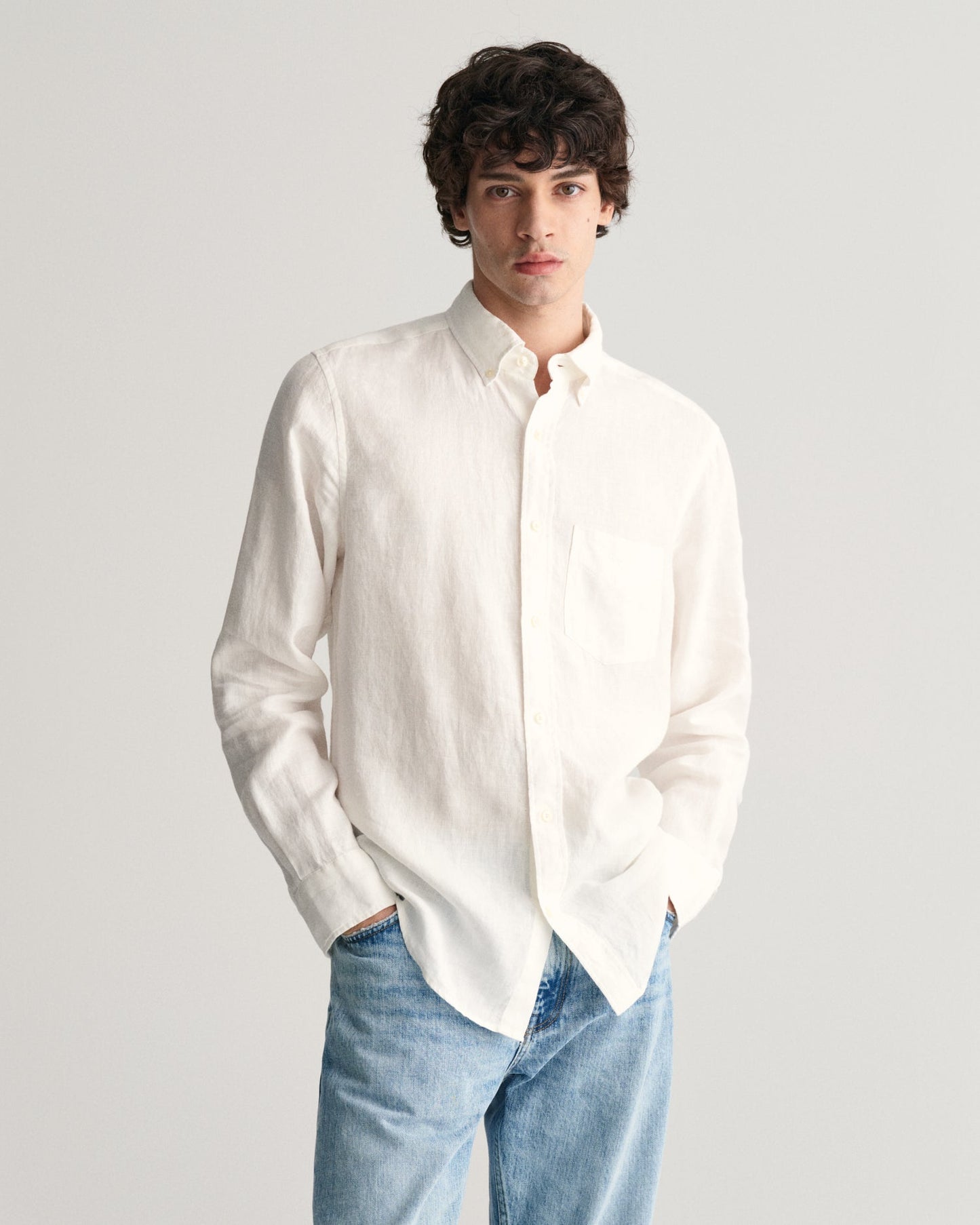 Men's Regular Fit Linen Shirt - WHITE