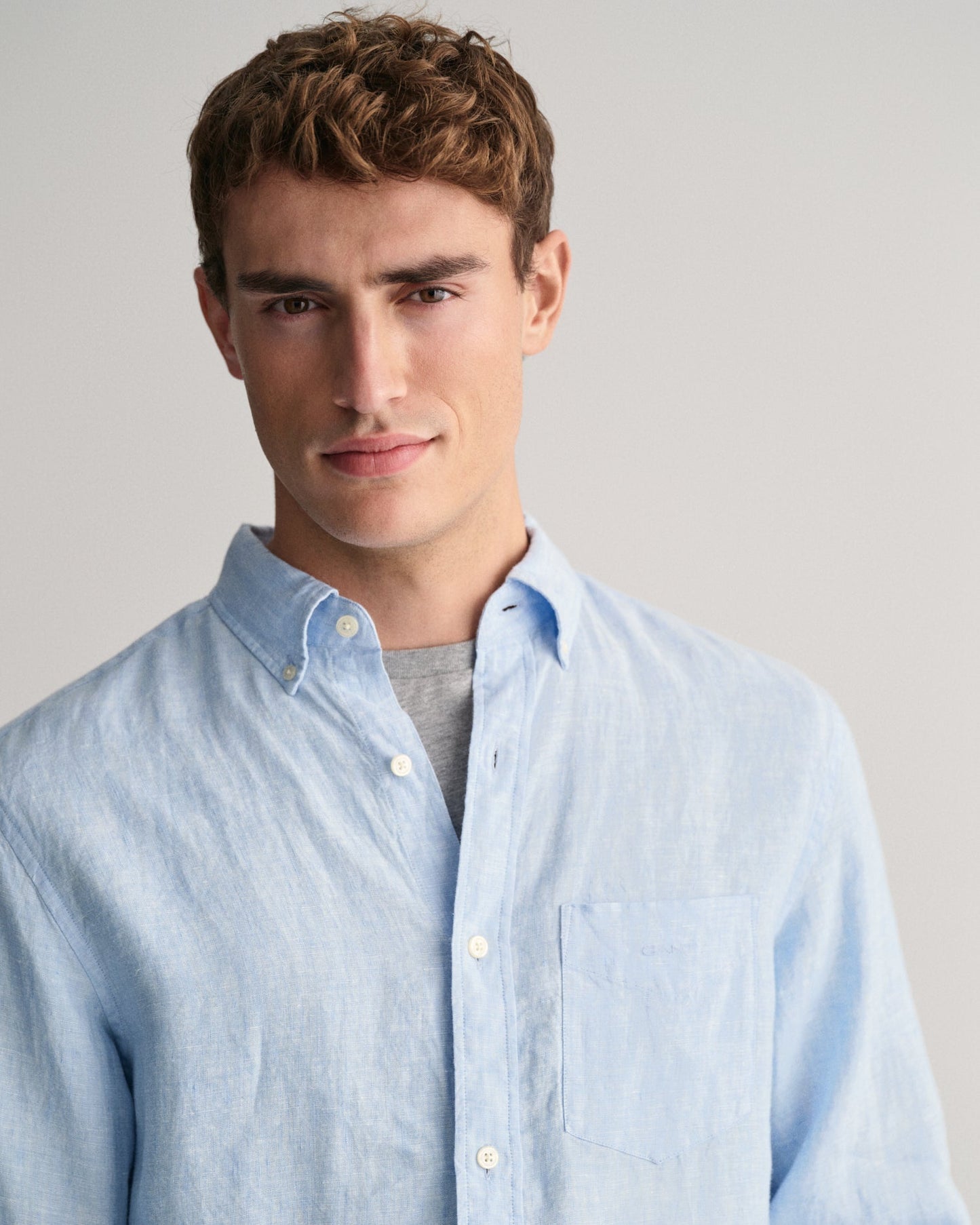 Men's Regular Fit Linen Shirt - CAPRI BLUE