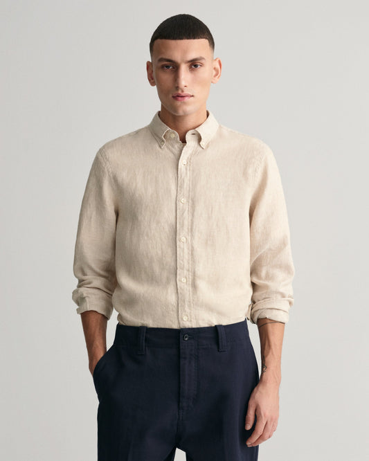 Men's Slim Fit Linen Shirt - DRY SAND