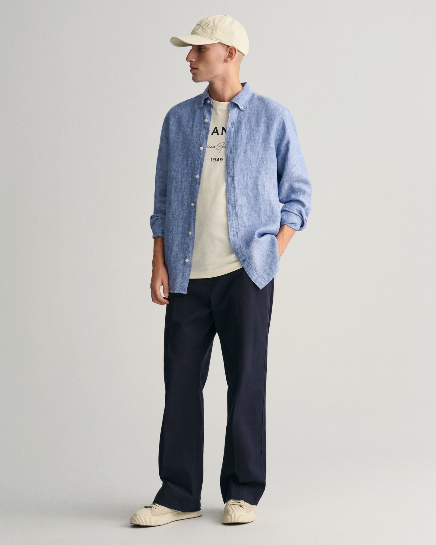 Men's Slim Fit Linen Shirt - RICH BLUE