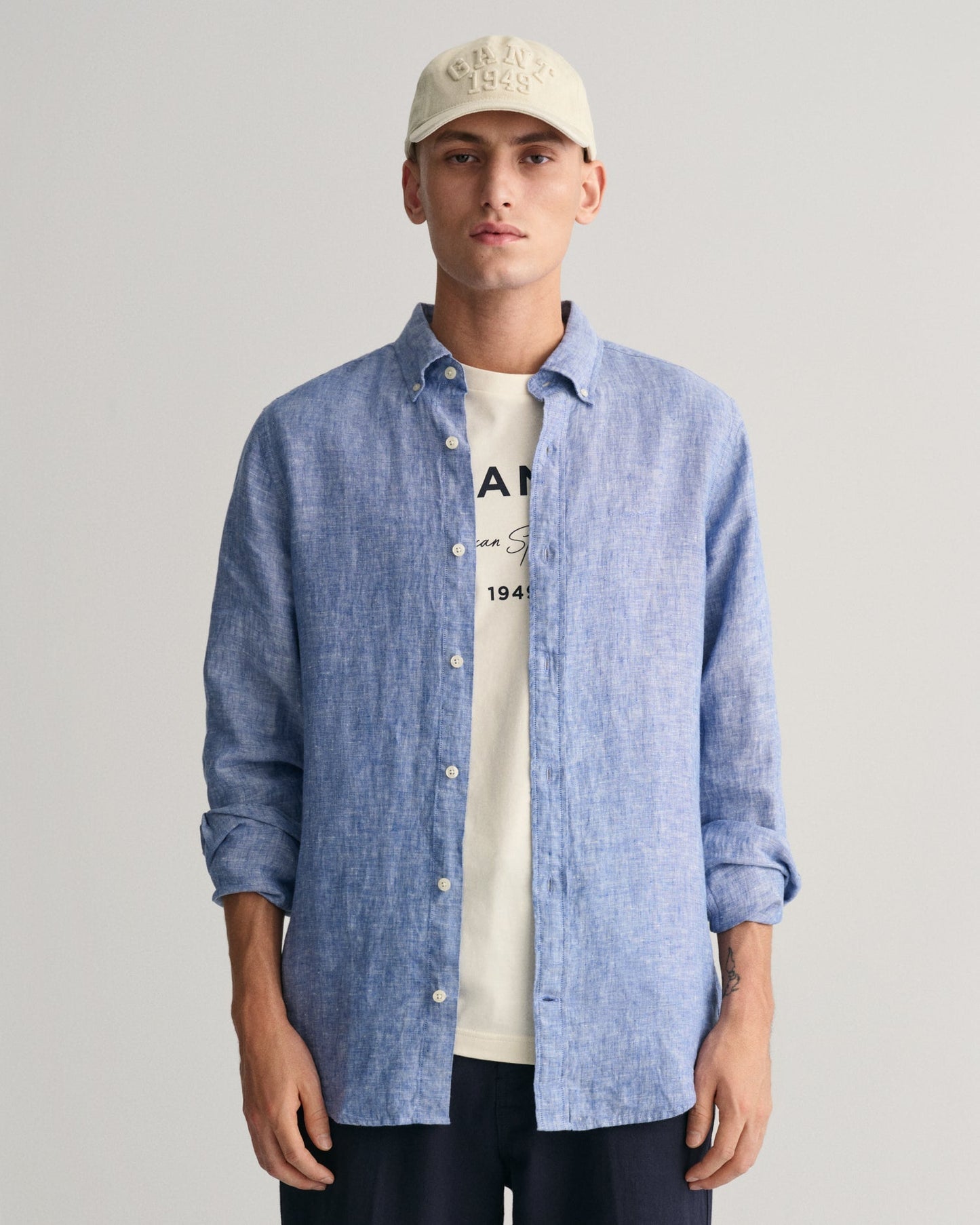 Men's Slim Fit Linen Shirt - RICH BLUE