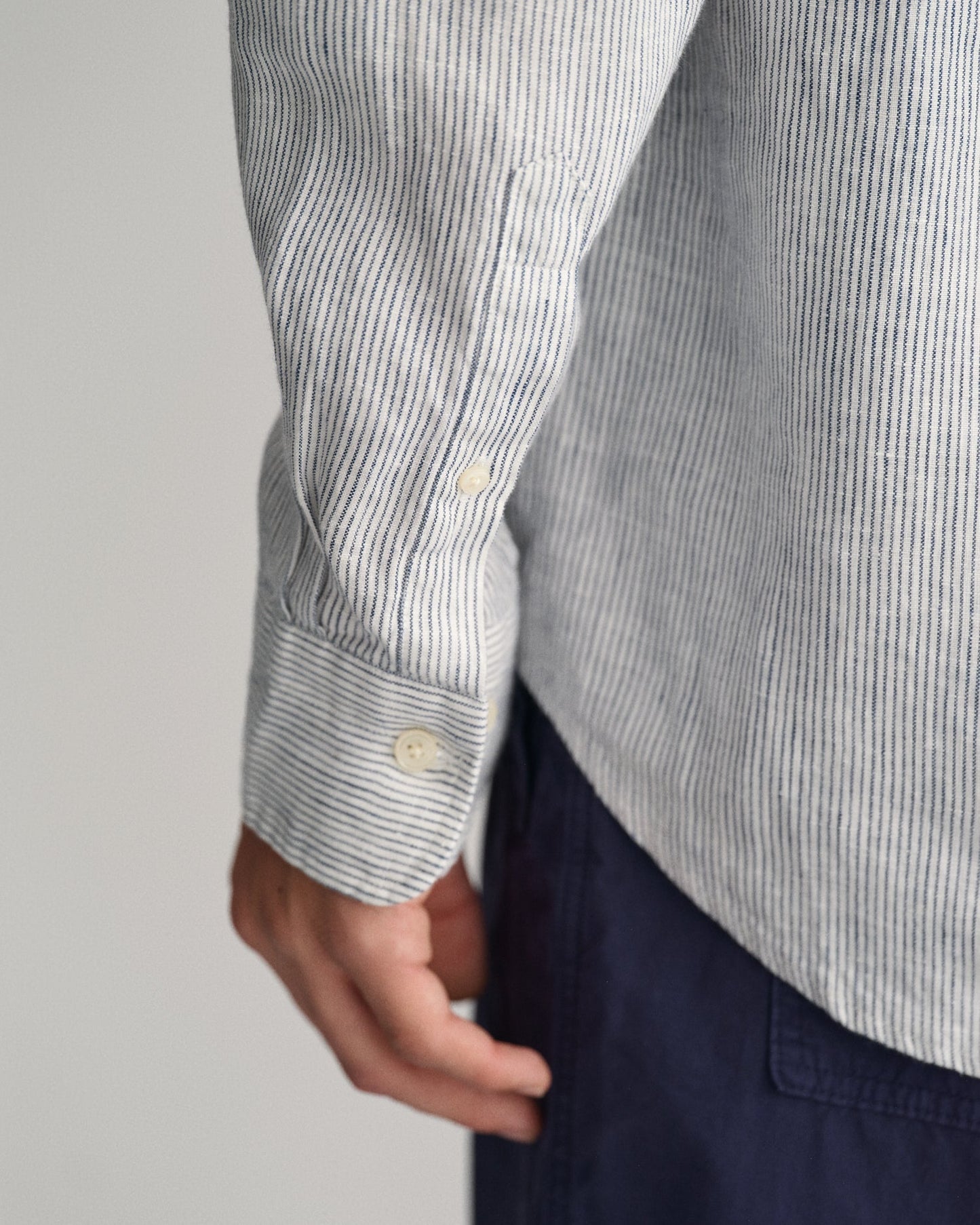 Men's Regular Fit Striped Linen Shirt - WHITE