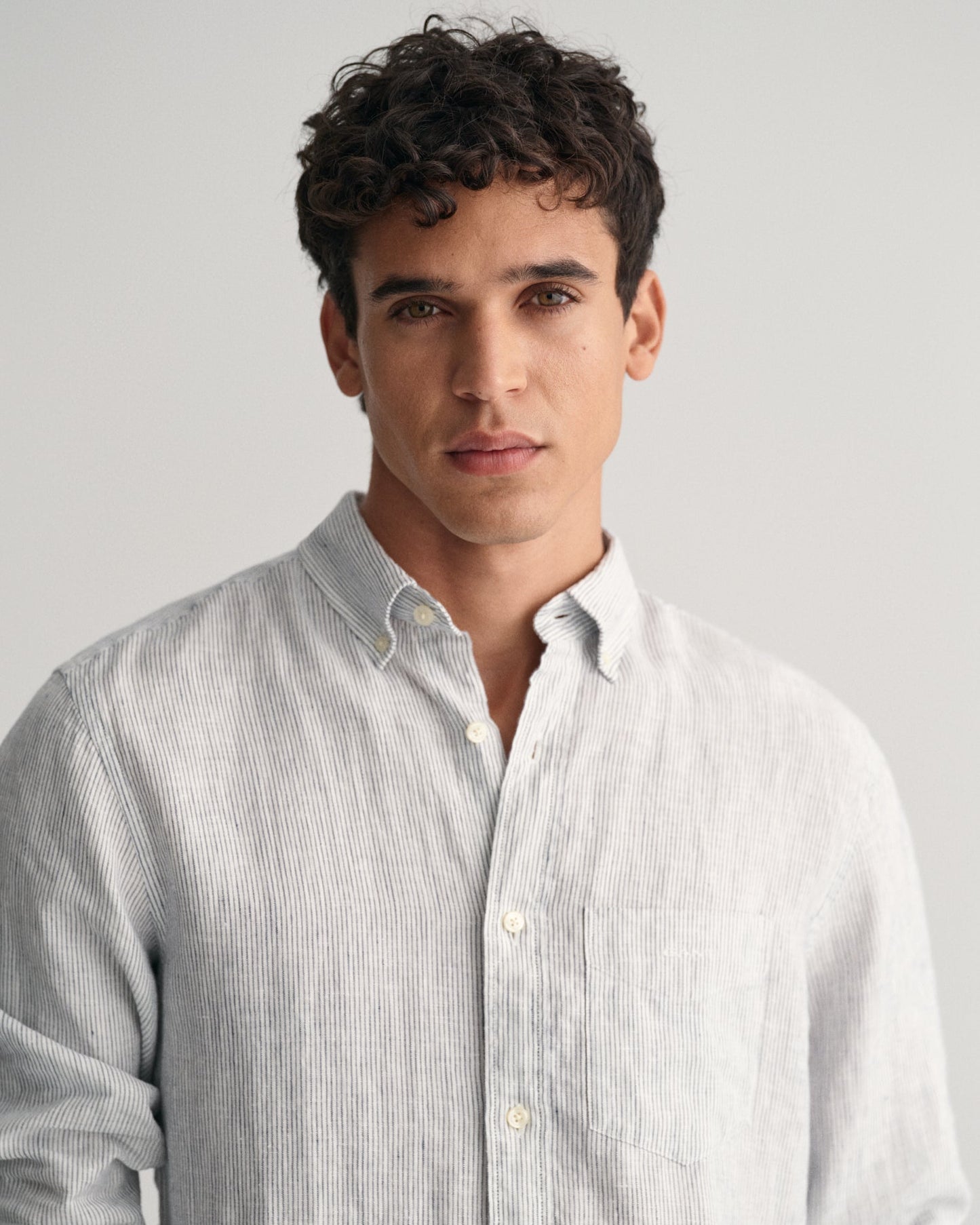 Men's Regular Fit Striped Linen Shirt - WHITE