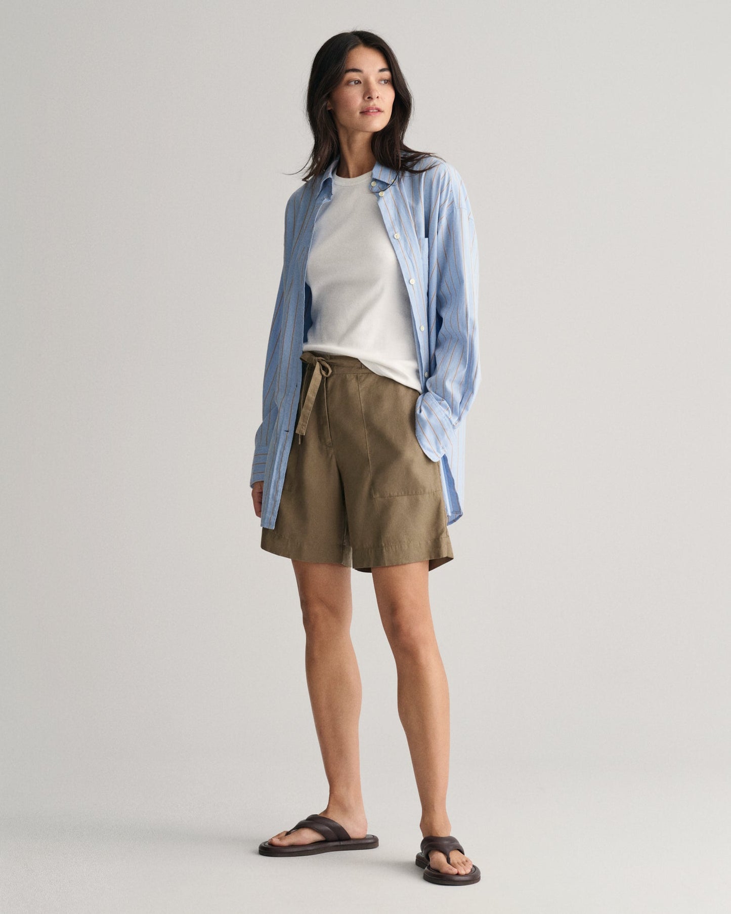 Women's Relaxed Fit Tie Waist Shorts - DRIED CLAY