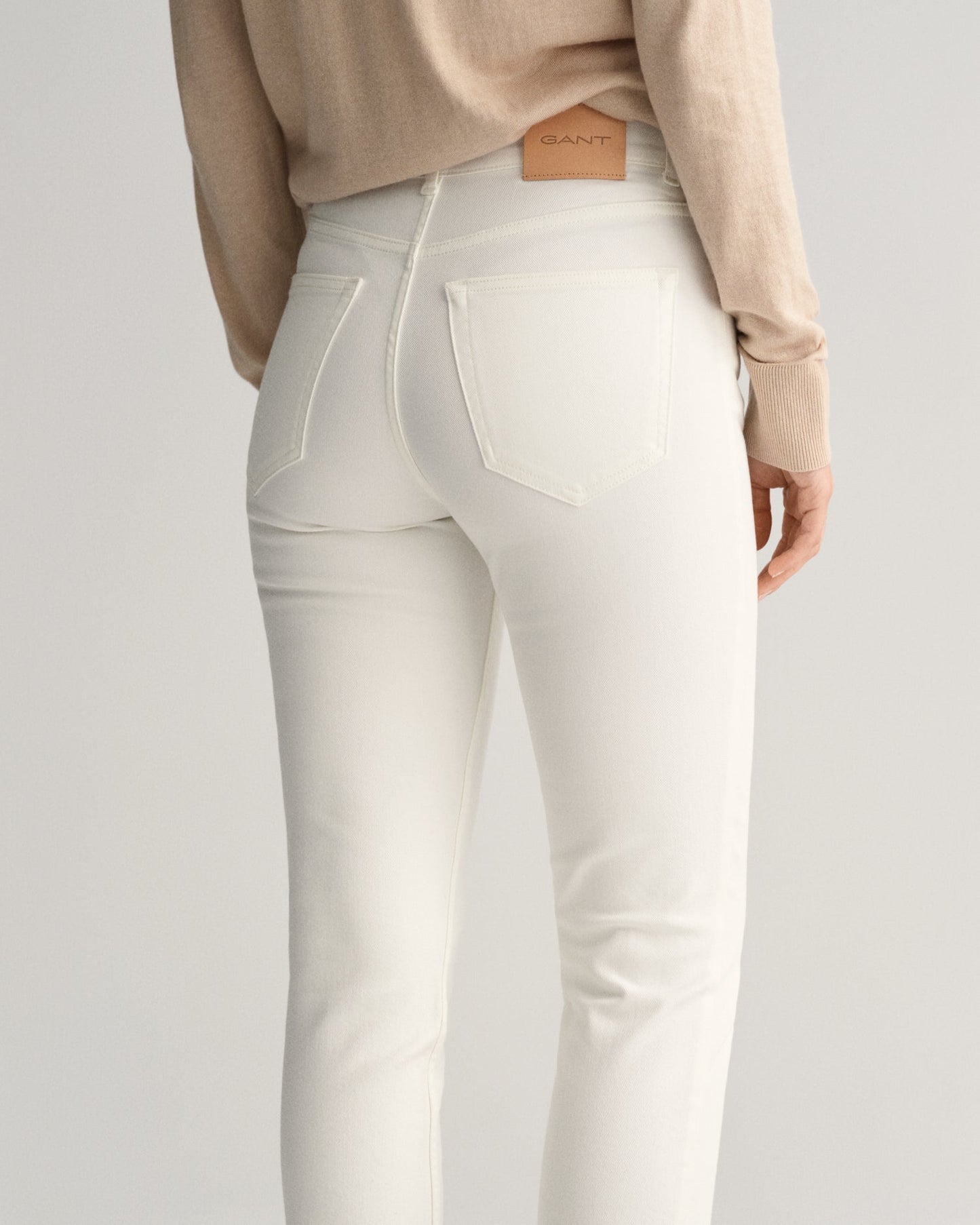 Women's Slim Fit Cropped White Jeans - EGGSHELL