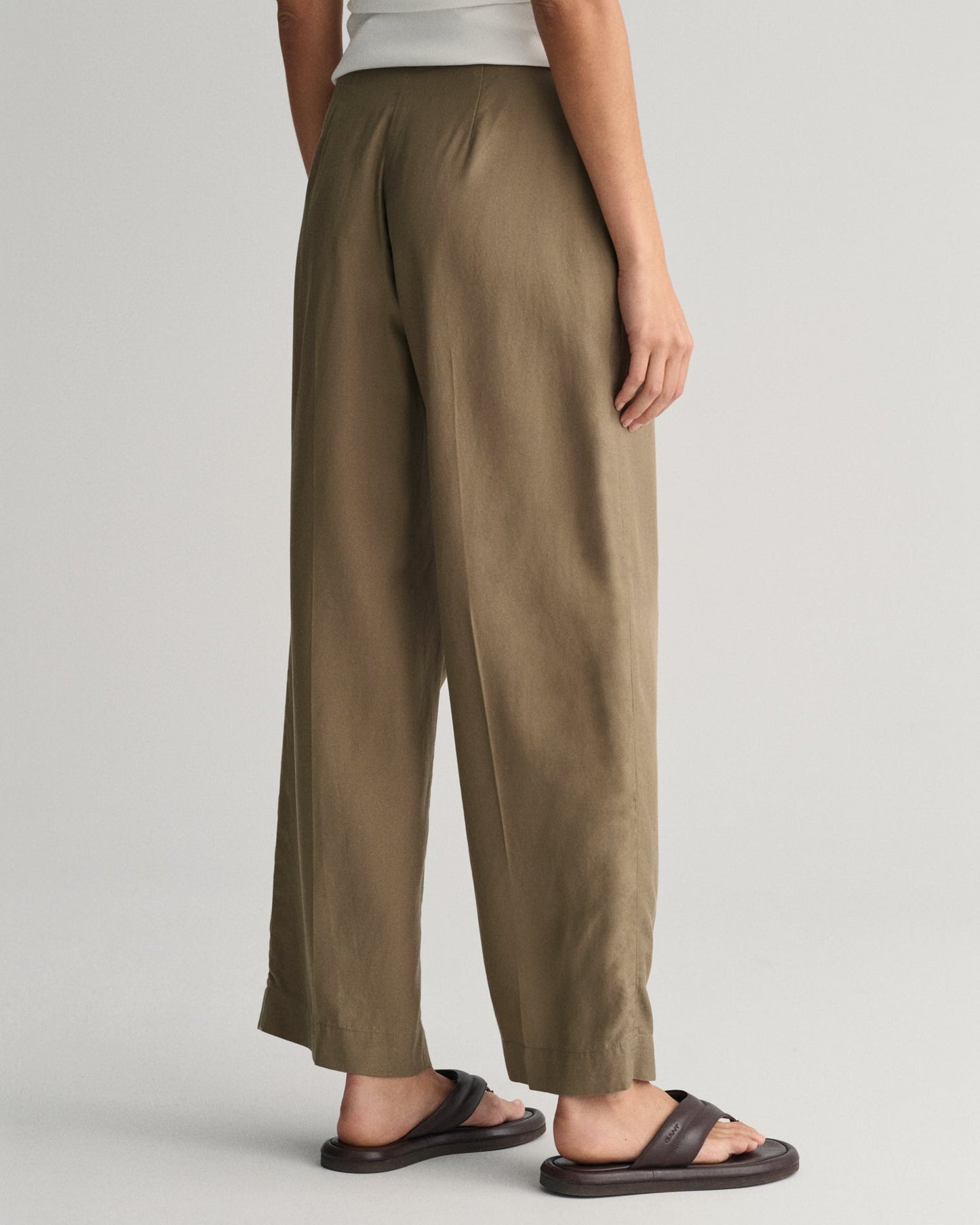 Women's Relaxed Fit Tie Waist Pants - DRIED CLAY