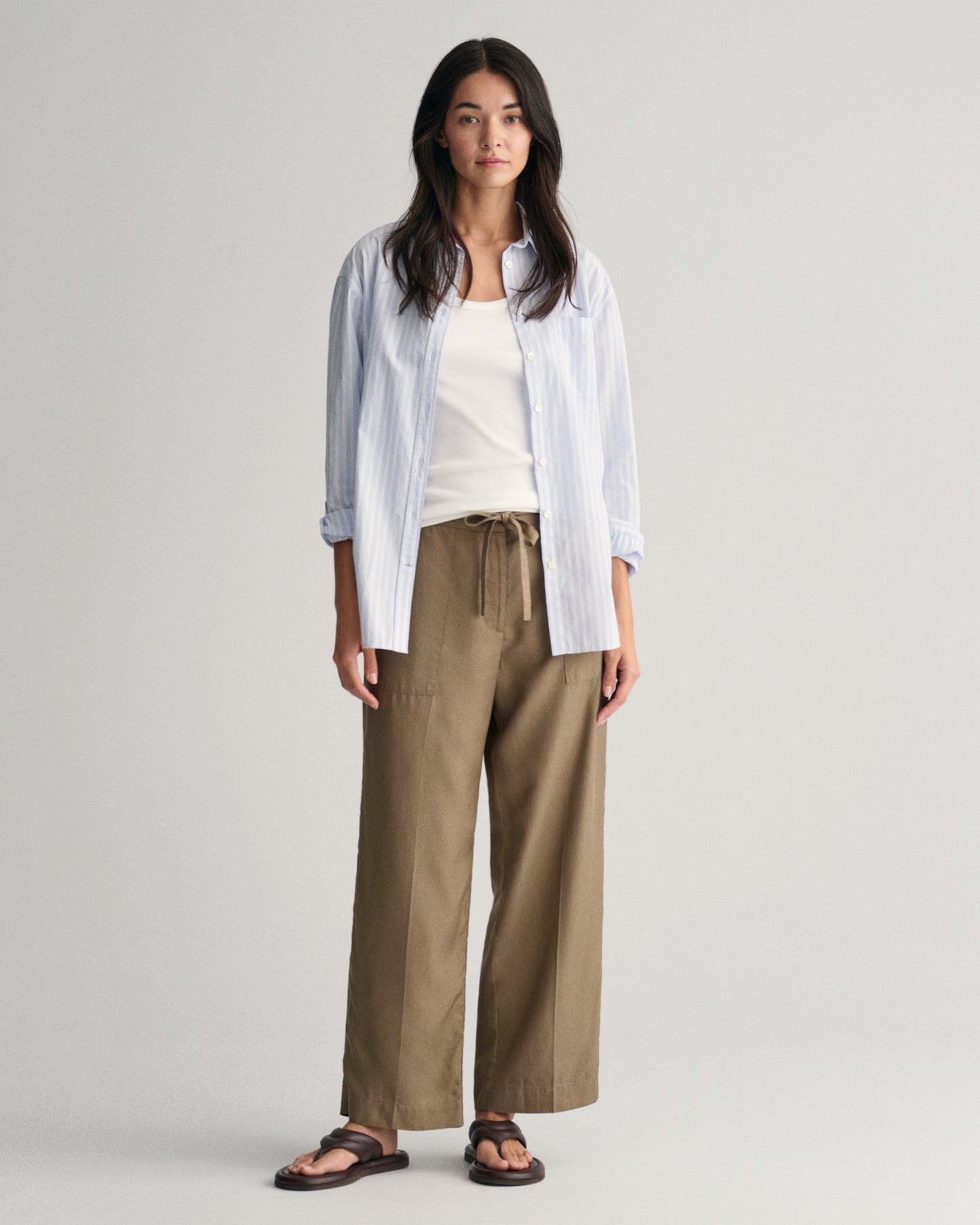 Women's Relaxed Fit Tie Waist Pants - DRIED CLAY