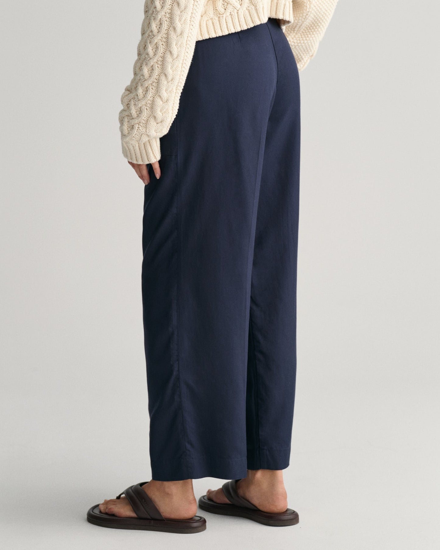 Women's Relaxed Fit Tie Waist Pants - EVENING BLUE