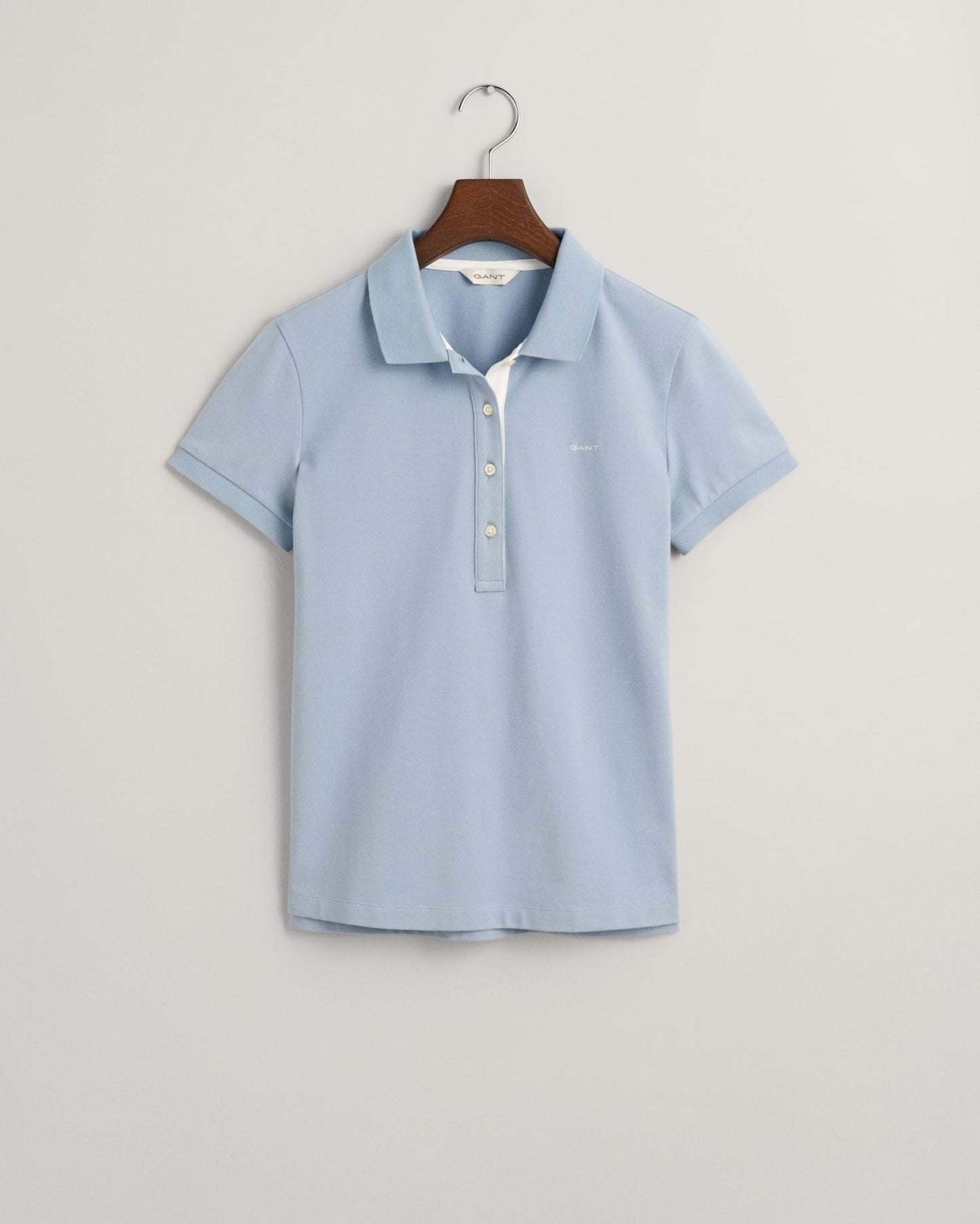 Women's Contrast Collared Piqué Polo Shirt - DOVE BLUE