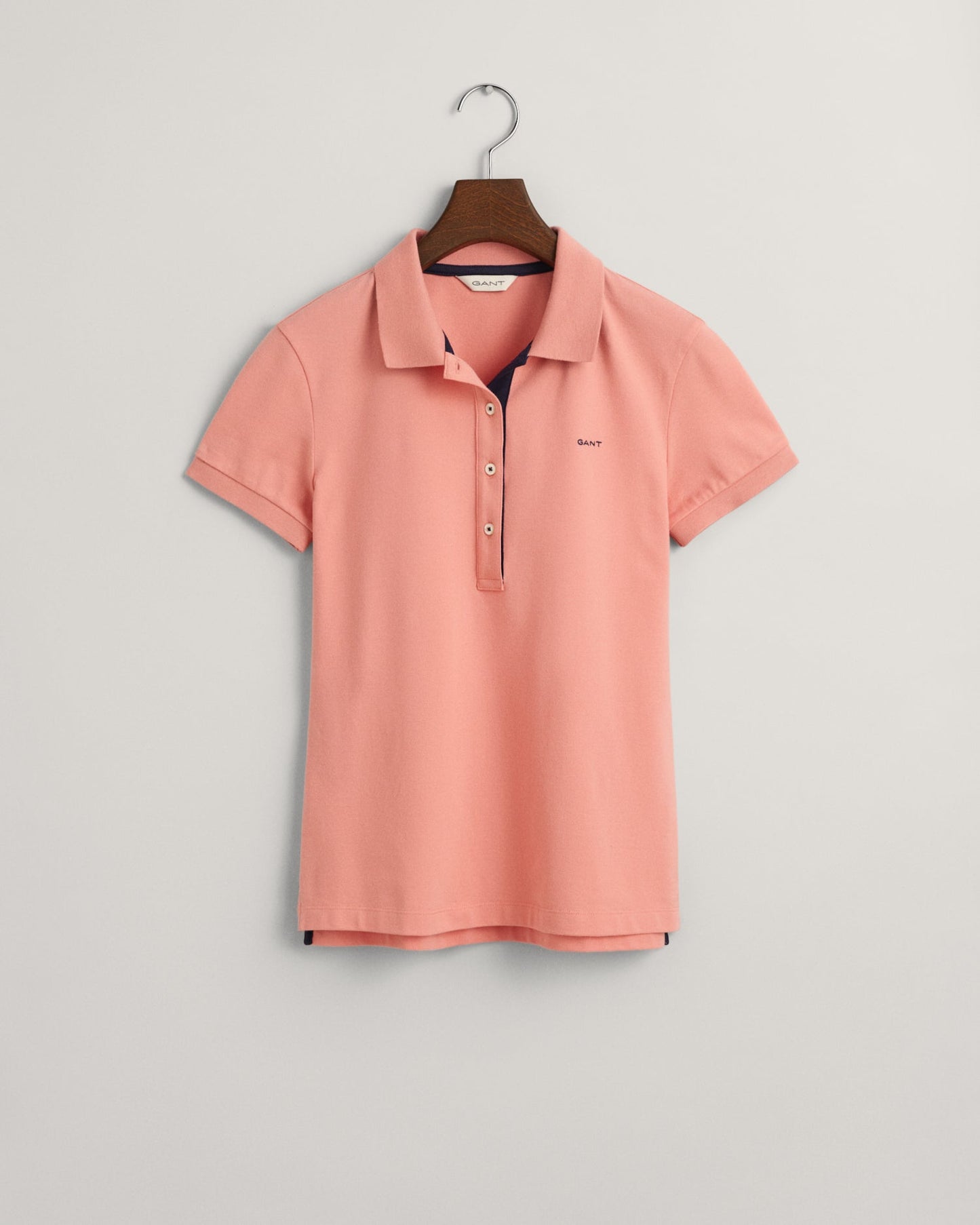 Women's Contrast Collared Piqué Polo Shirt - PEACHY PINK