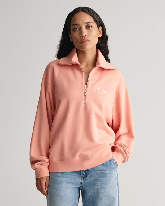 Women's Arch Graphic Half Zip Sweatshirt - PEACHY PINK