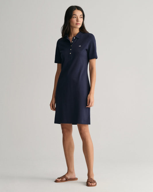 Women's Shield Piqué Polo Dress - EVENING BLUE