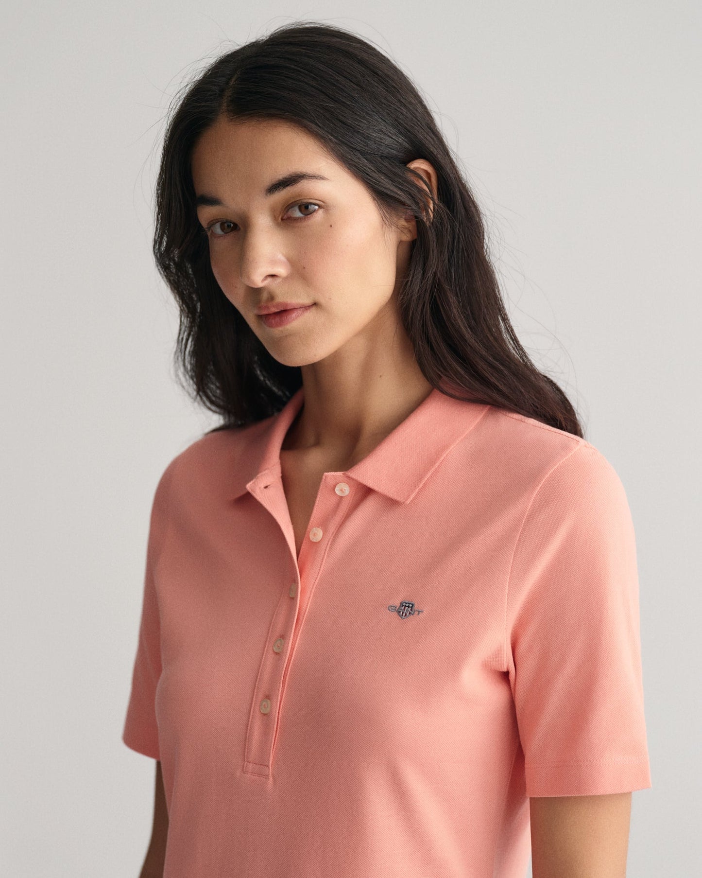 Women's Shield Piqué Polo Dress - PEACHY PINK