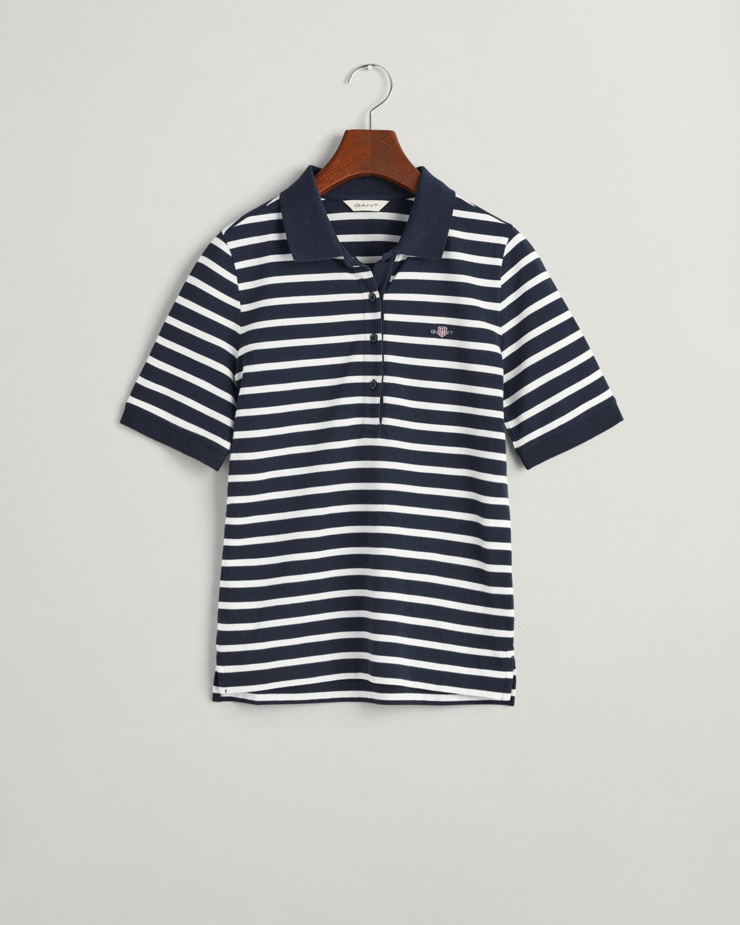 Women's Striped Shield Piqué Polo Shirt - EVENING BLUE