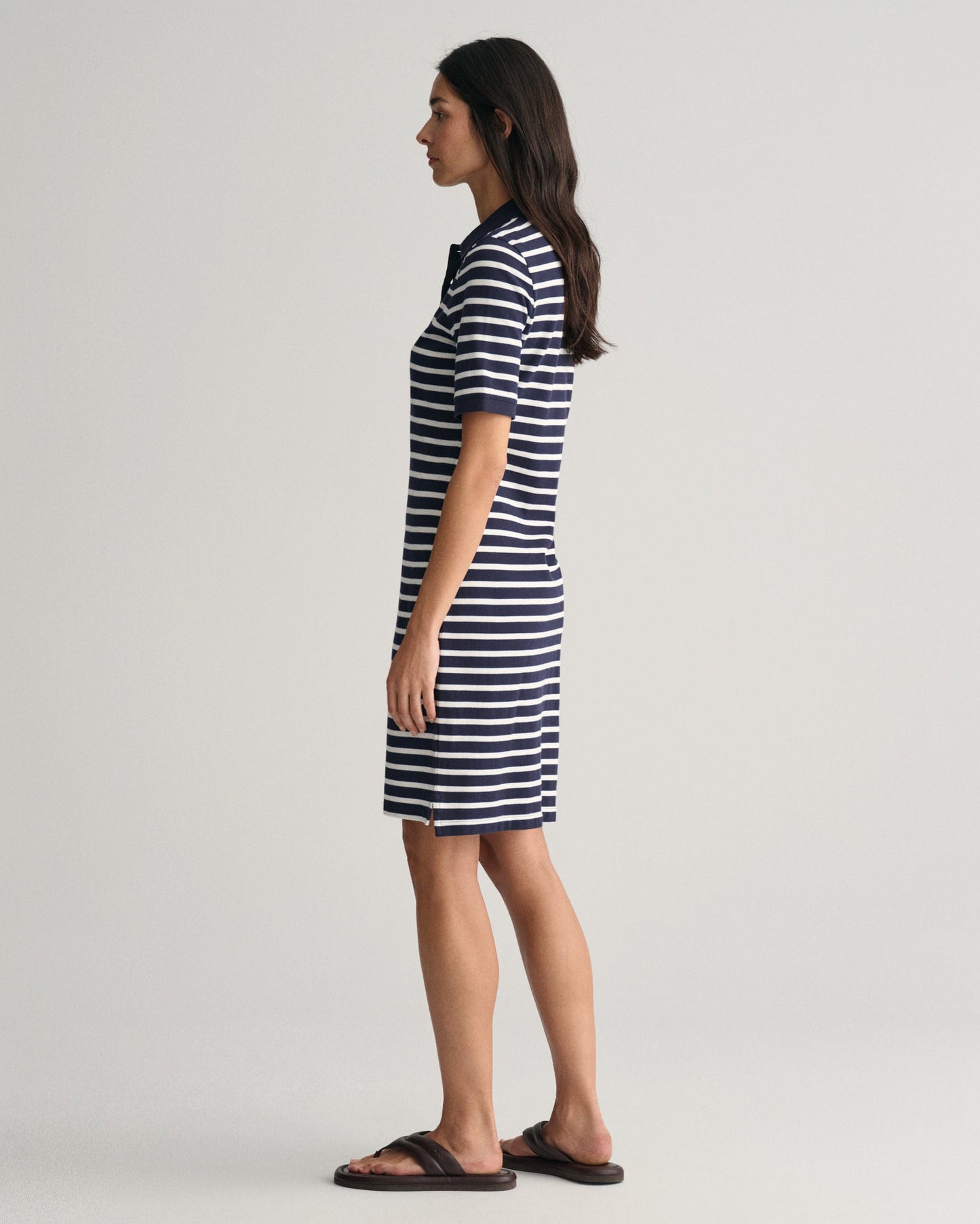 Women's Striped Shield Piqué Polo Dress - EVENING BLUE