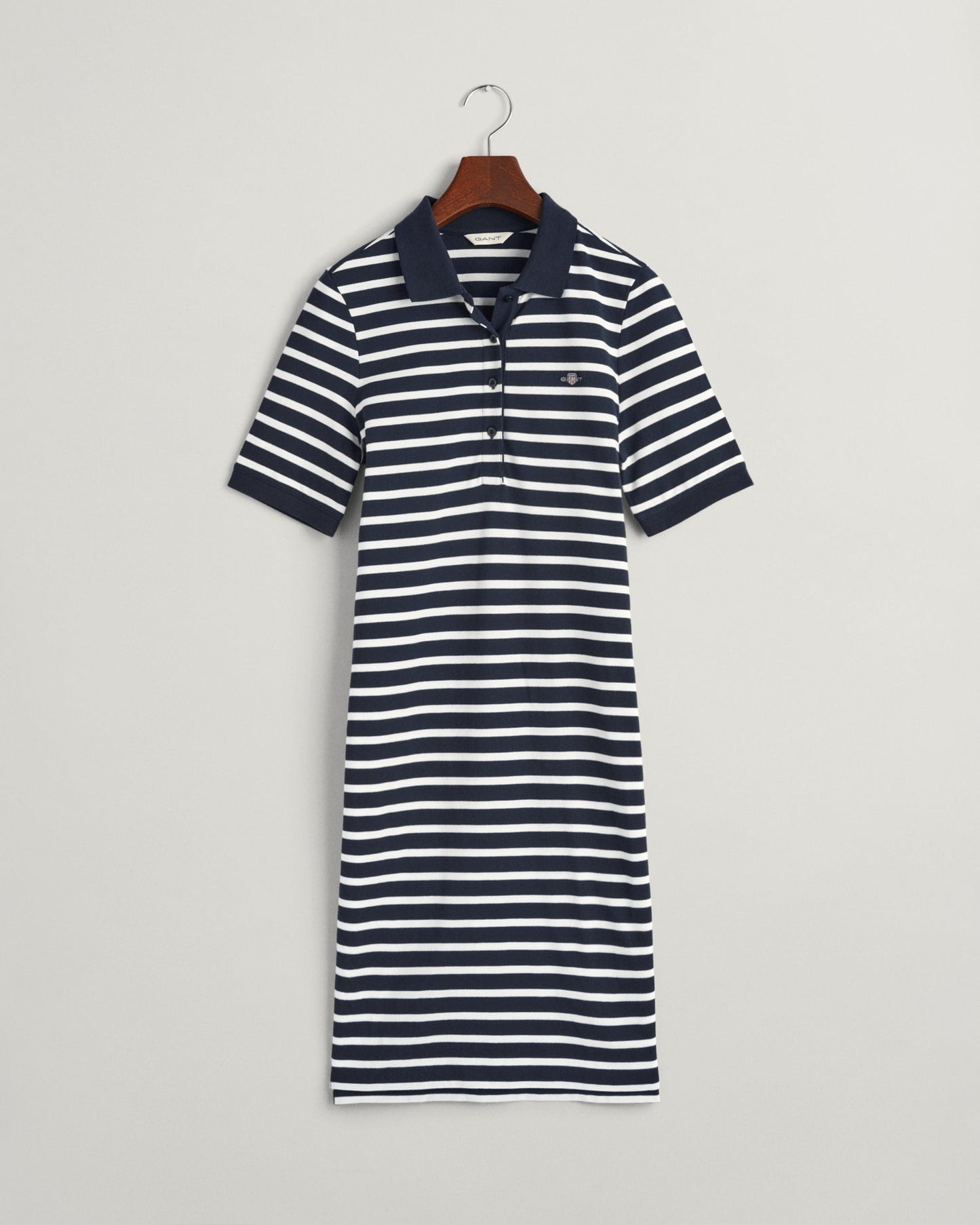 Women's Striped Shield Piqué Polo Dress - EVENING BLUE