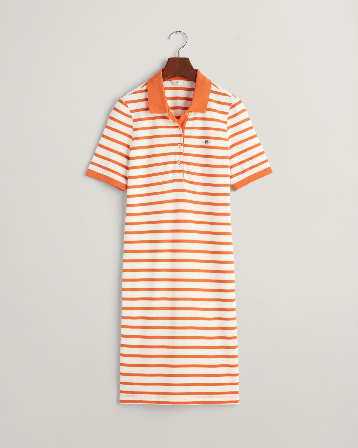 Women's Striped Shield Piqué Polo Dress - PUMPKIN ORANGE