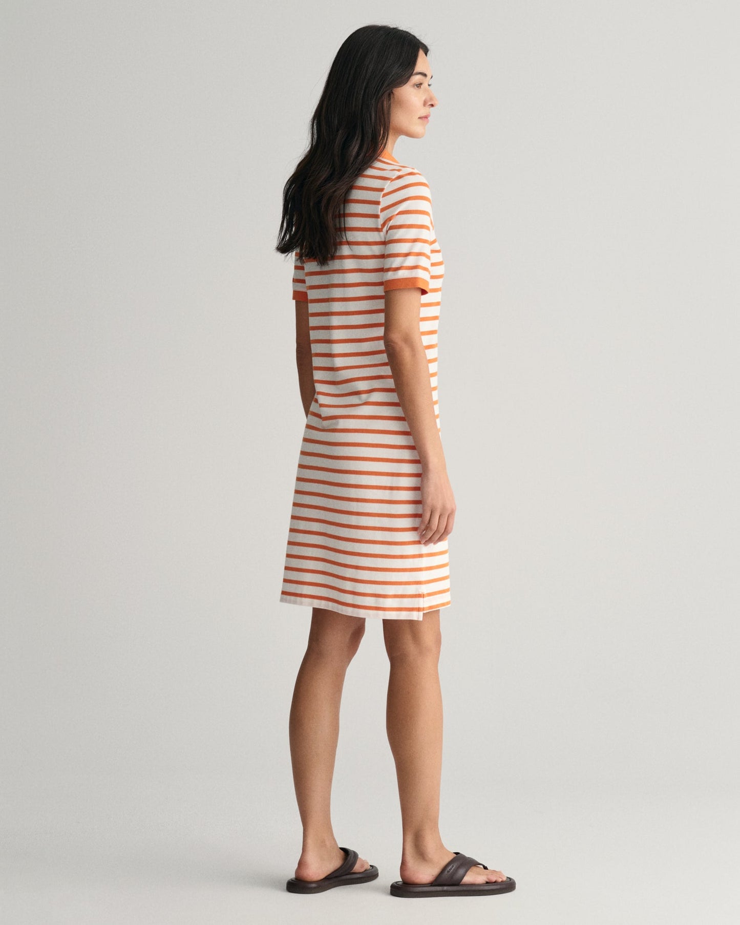 Women's Striped Shield Piqué Polo Dress - PUMPKIN ORANGE