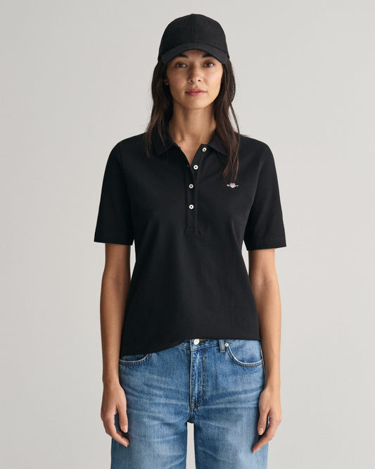 Women's Shield Piqué Polo Shirt - BLACK