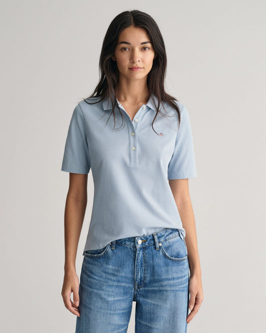 Women's Shield Piqué Polo Shirt - DOVE BLUE