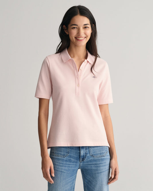 Women's Shield Piqué Polo Shirt - FADED PINK