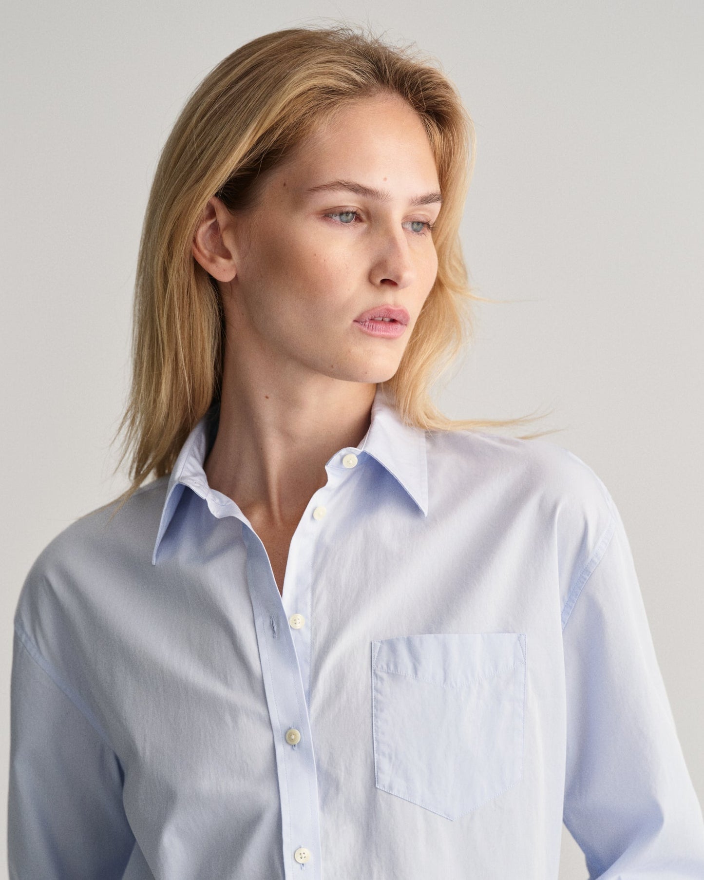 Women's Relaxed Fit Poplin Shirt - LIGHT BLUE