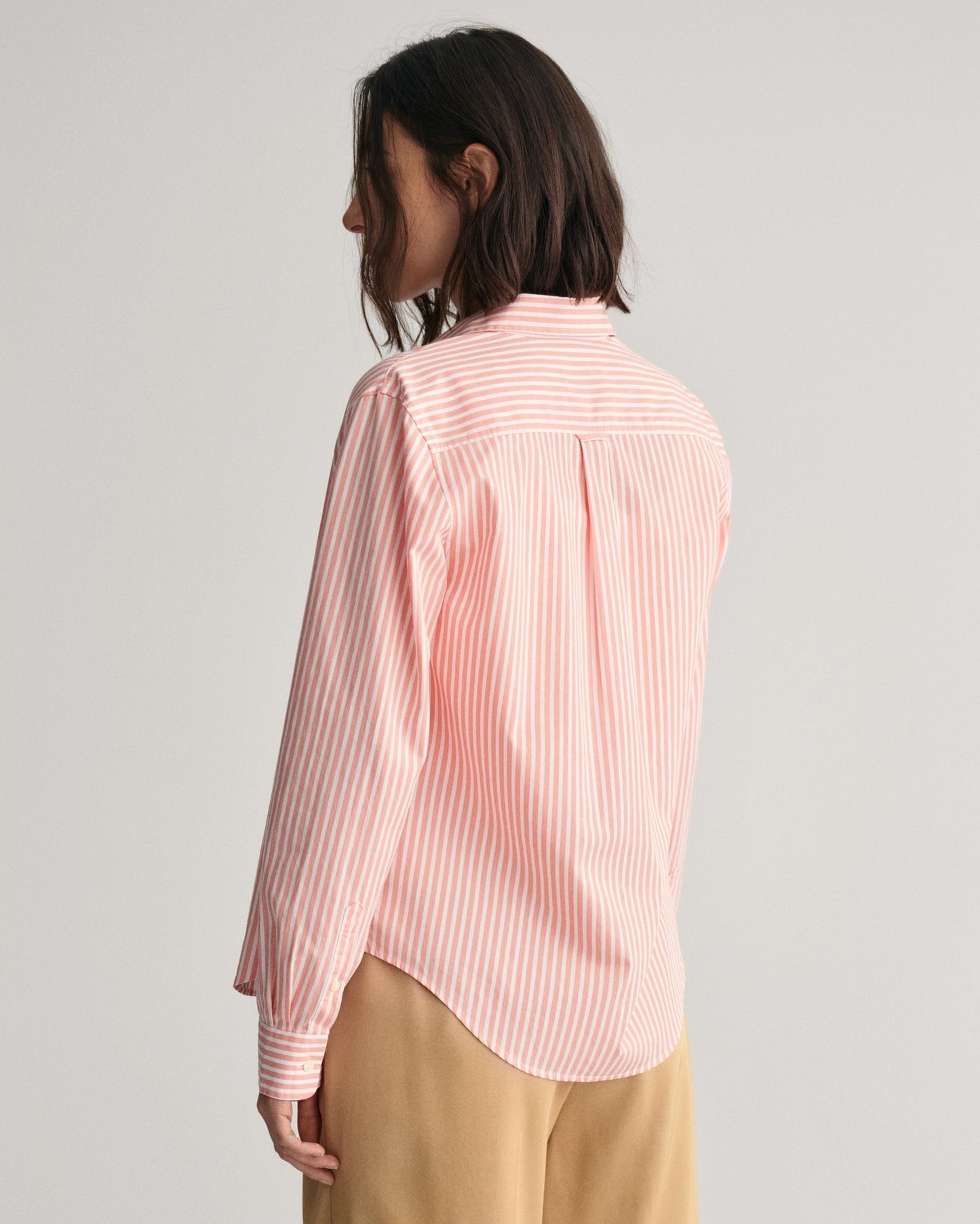 Women's Regular Fit Striped Poplin Shirt - PEACHY PINK