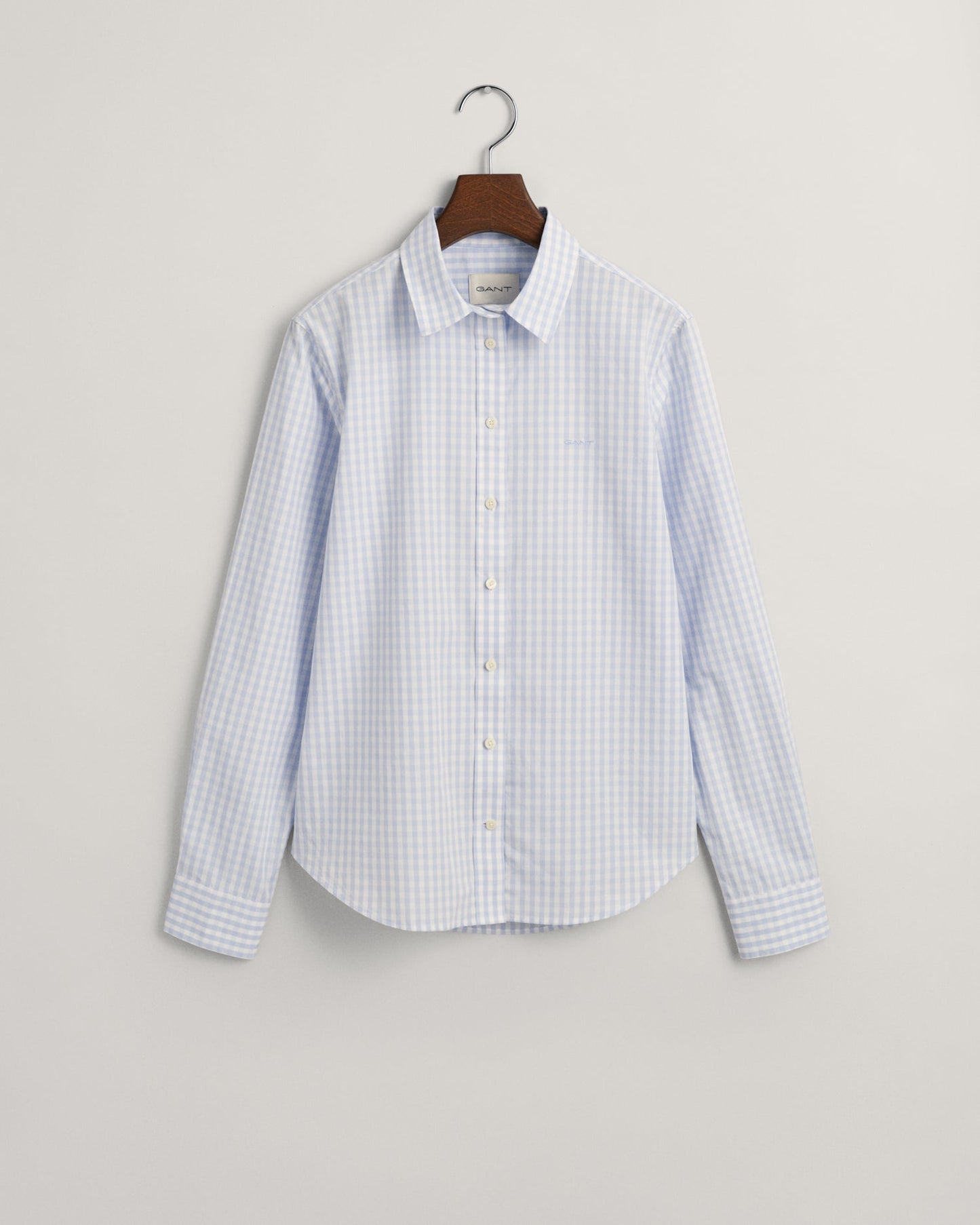 Women's Regular Fit Gingham Poplin Shirt - LIGHT BLUE