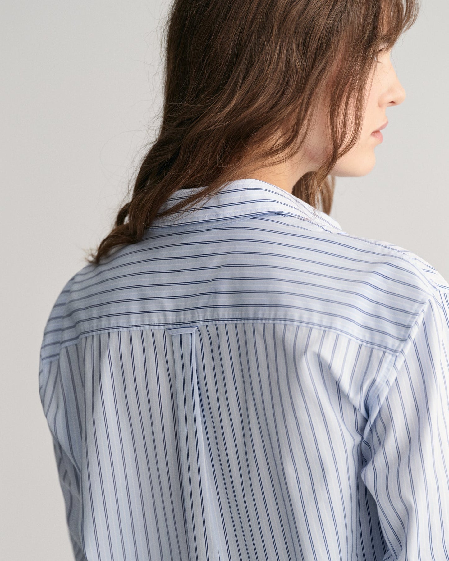 Women's Relaxed Fit Striped Poplin Shirt - COLLEGE BLUE