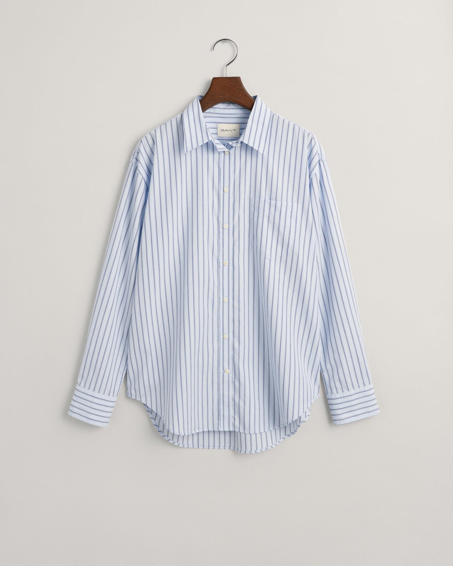 Women's Relaxed Fit Striped Poplin Shirt - COLLEGE BLUE