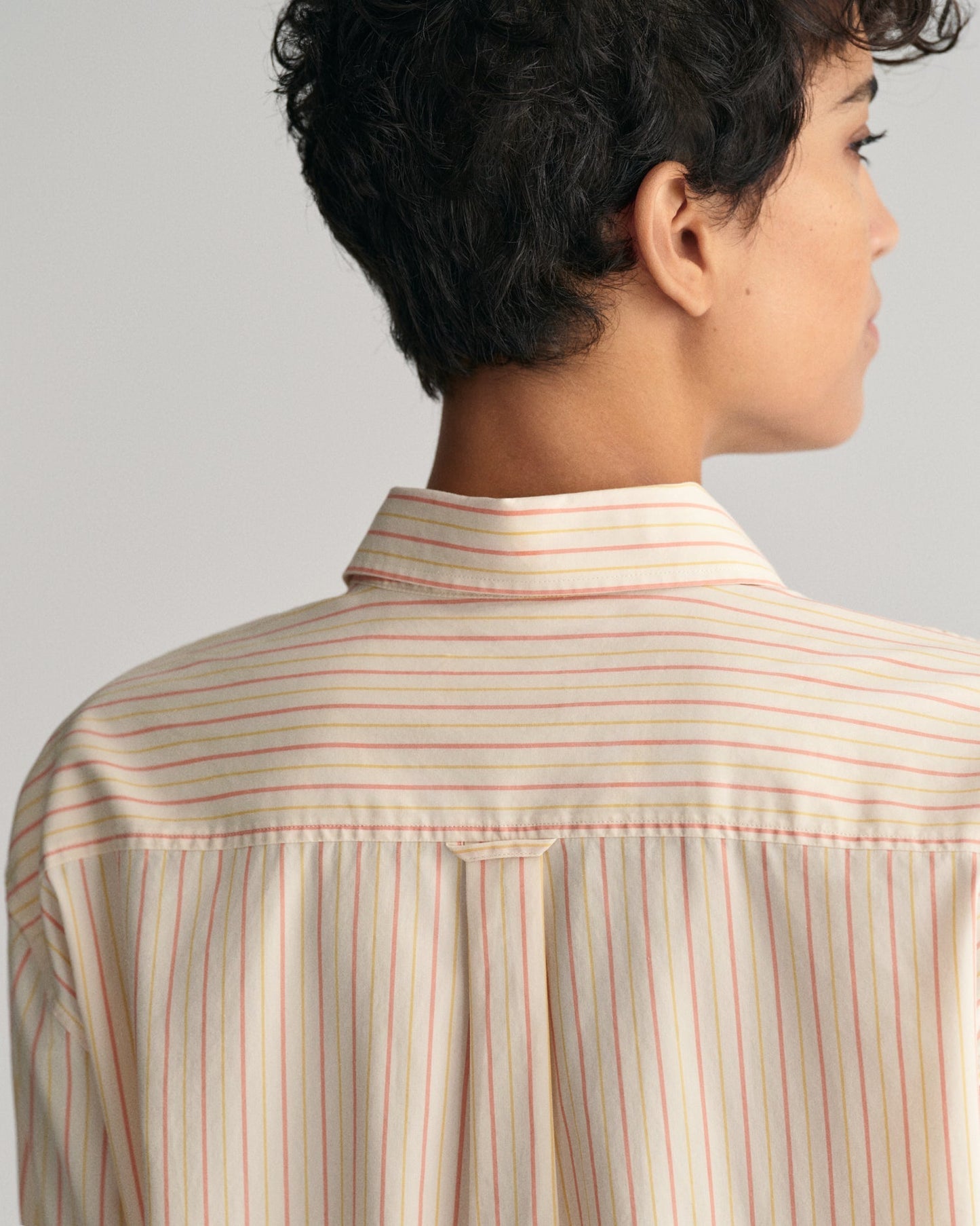 Women's Relaxed Fit Striped Poplin Shirt - PEACHY PINK