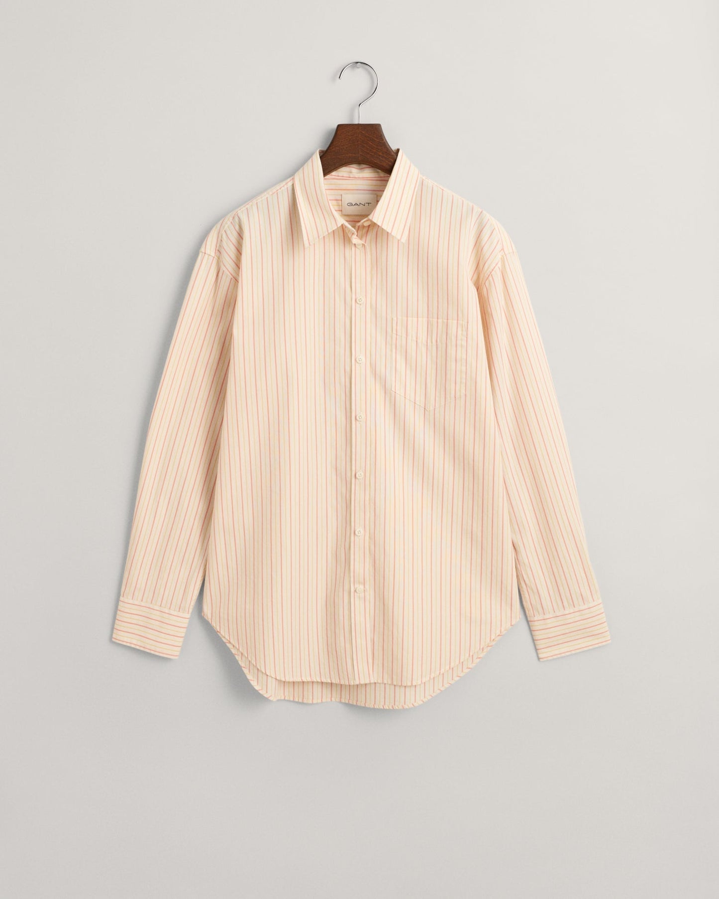 Women's Relaxed Fit Striped Poplin Shirt - PEACHY PINK