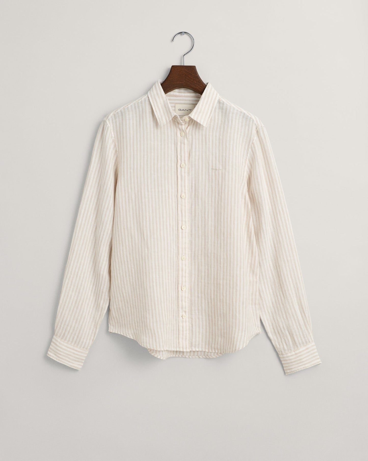 Women's Regular Fit Striped Linen Shirt - DRY SAND