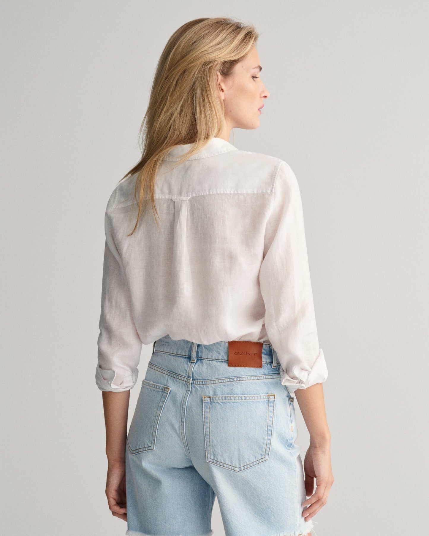 Women's Regular Fit Linen Chambray Shirt - WHITE