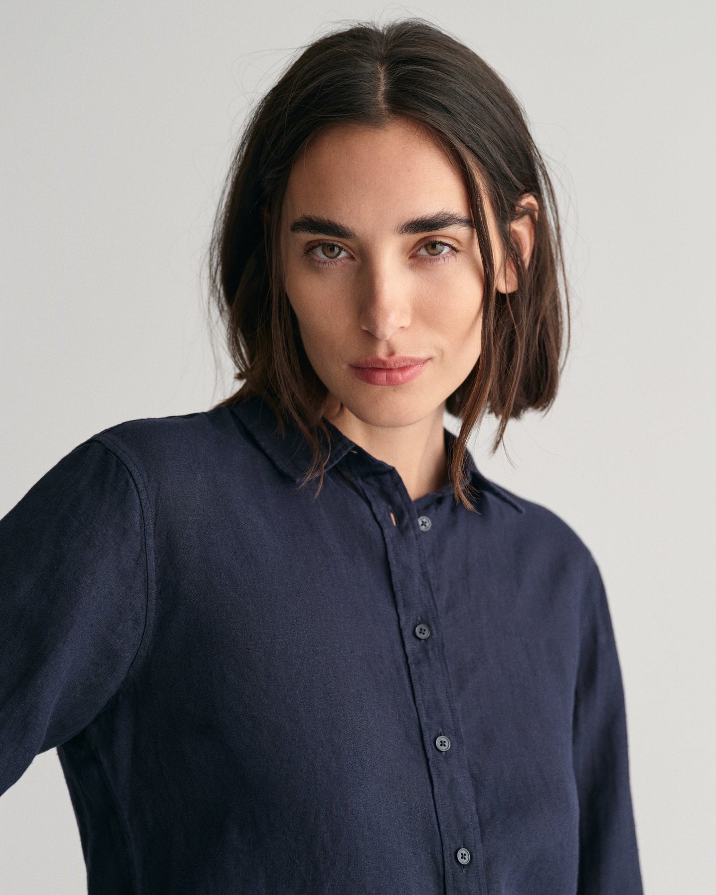 Women's Regular Fit Linen Chambray Shirt - EVENING BLUE