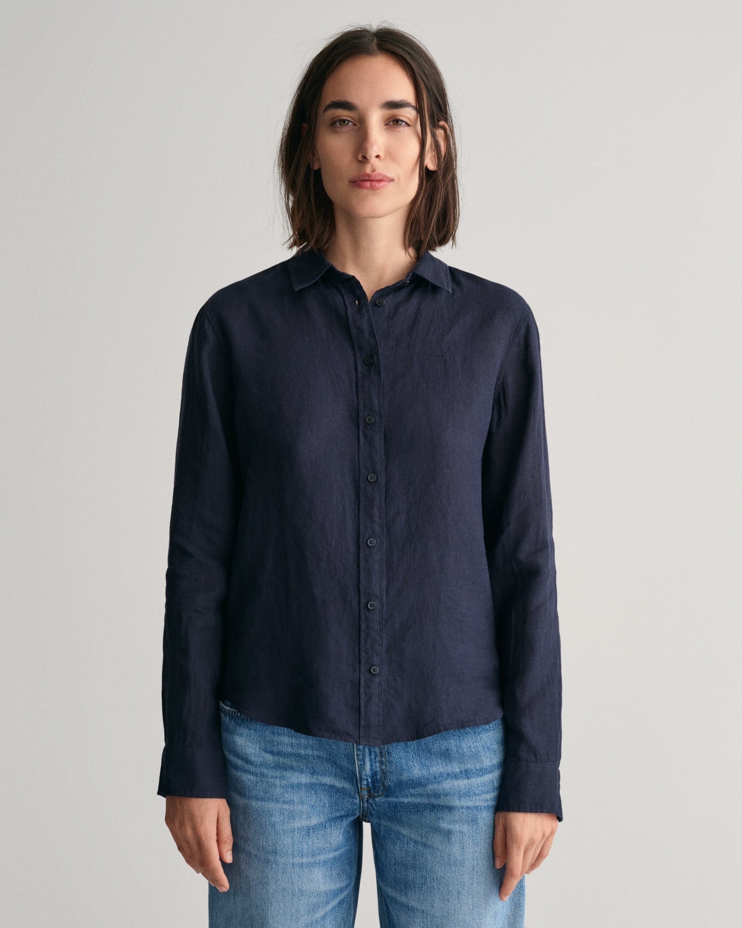 Women's Regular Fit Linen Chambray Shirt - EVENING BLUE