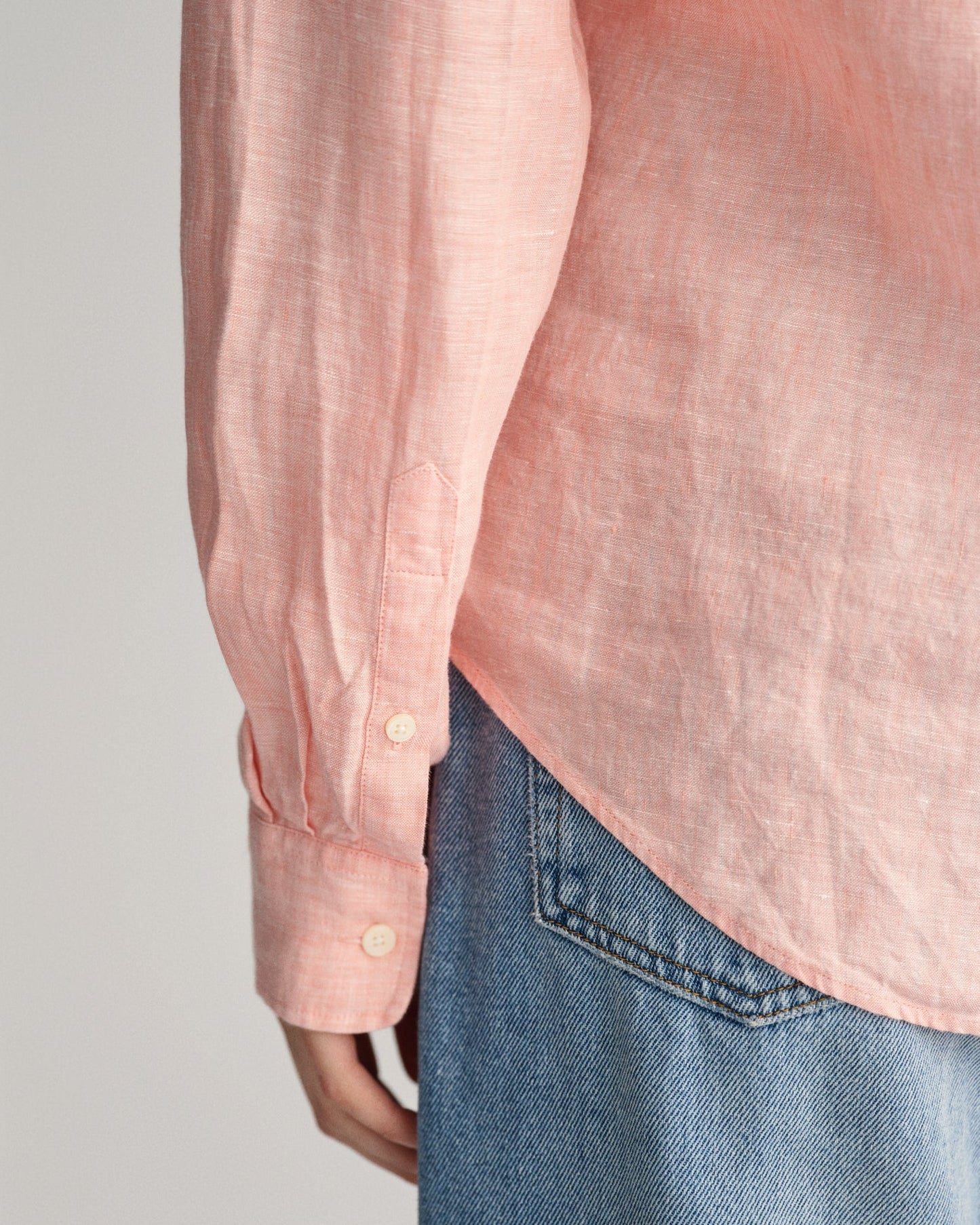 Women's Regular Fit Linen Chambray Shirt - PEACHY PINK