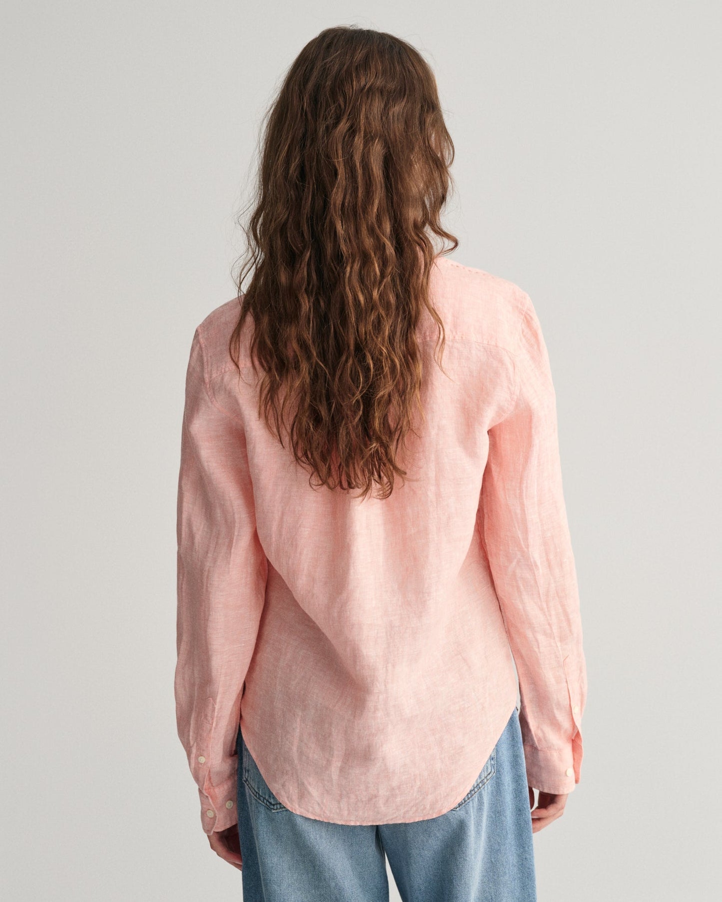 Women's Regular Fit Linen Chambray Shirt - PEACHY PINK