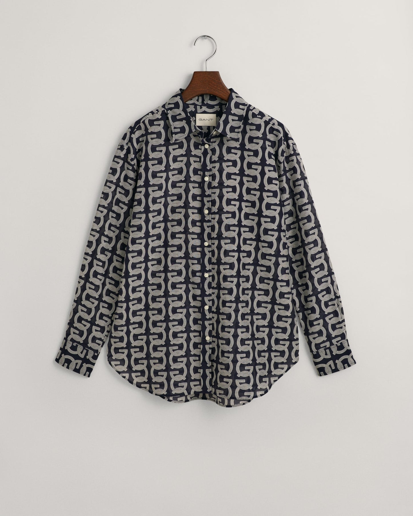 Women's Relaxed Fit G Patterned Cotton Silk Shirt - EVENING BLUE