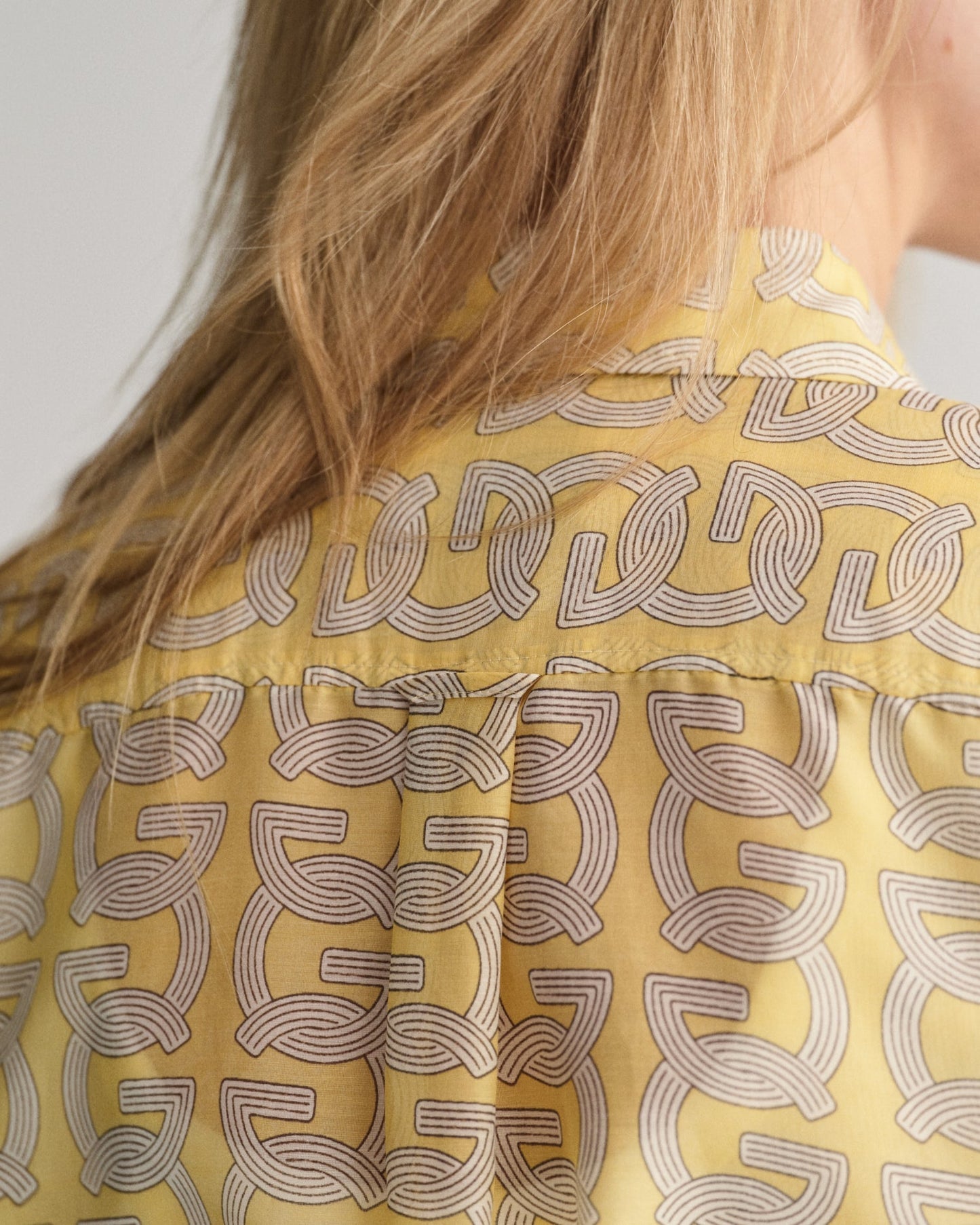 Women's Relaxed Fit G Patterned Cotton Silk Shirt - DUSTY YELLOW