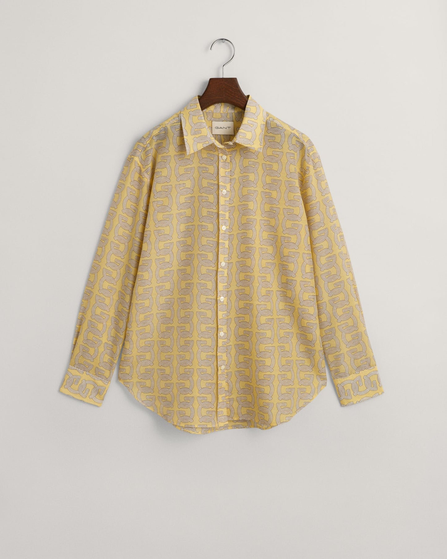 Women's Relaxed Fit G Patterned Cotton Silk Shirt - DUSTY YELLOW