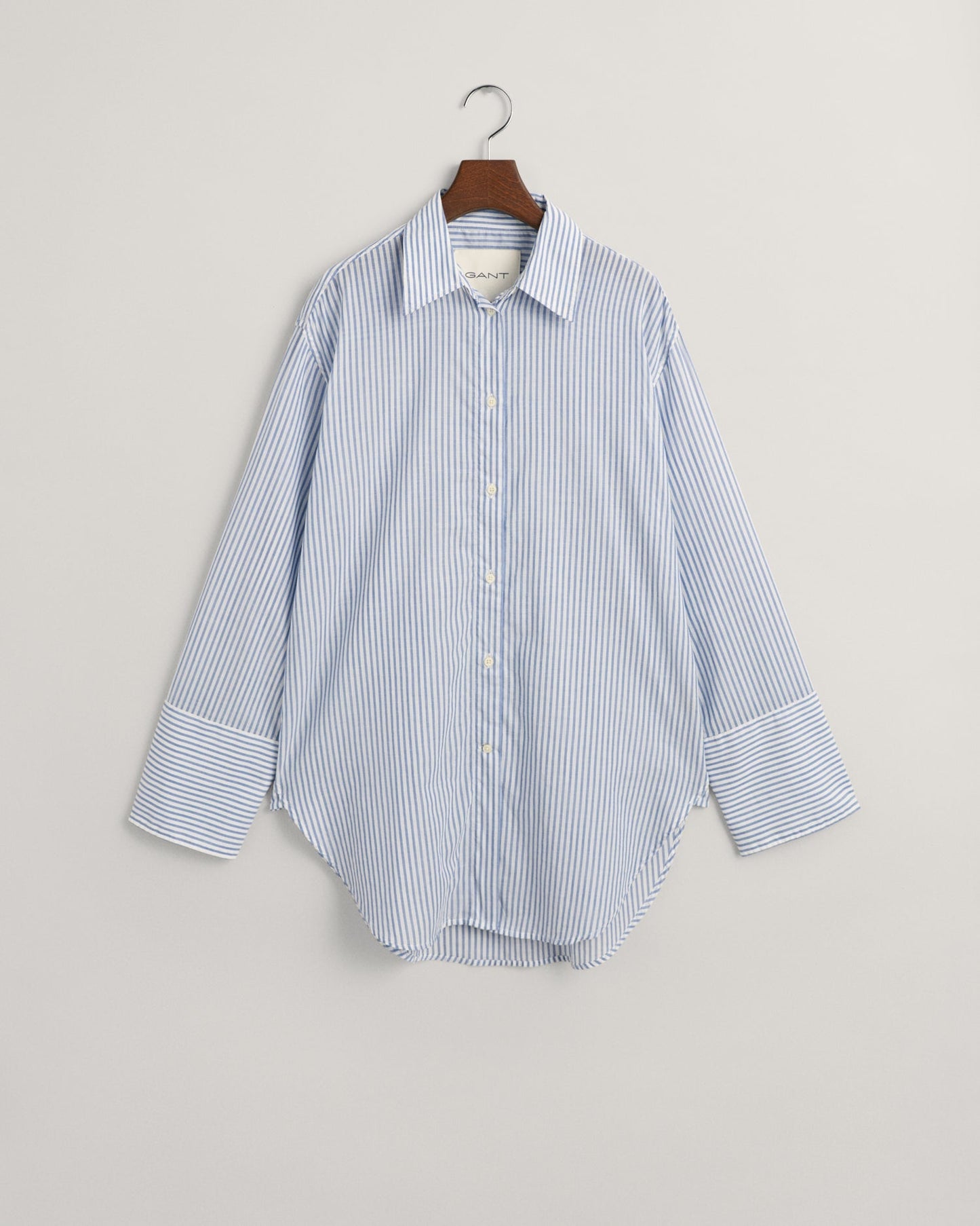 Women's Relaxed Fit Wide Cuff Striped Shirt - RICH BLUE