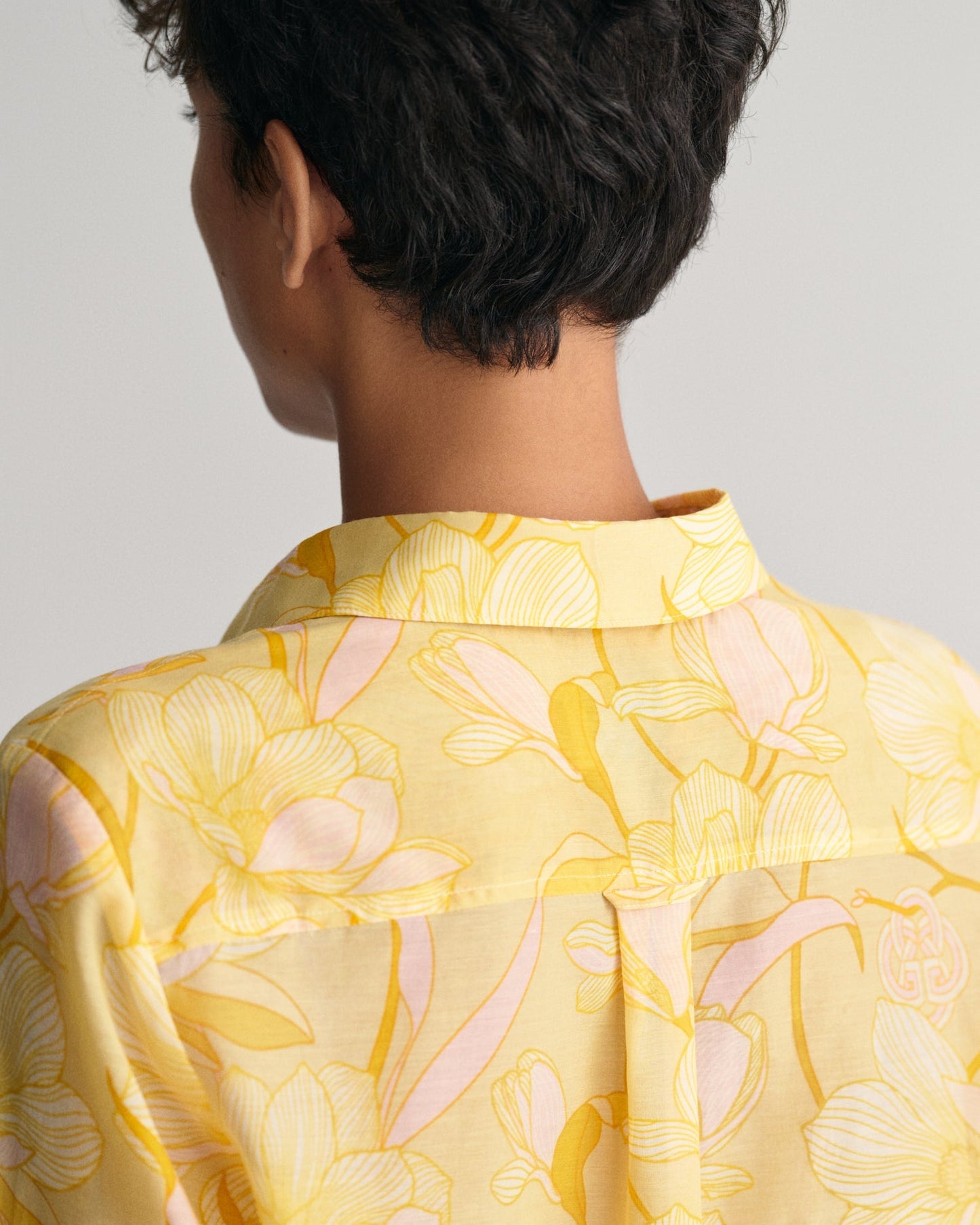 Women's Regular Fit Magnolia Print Cotton Silk Shirt - DUSTY YELLOW