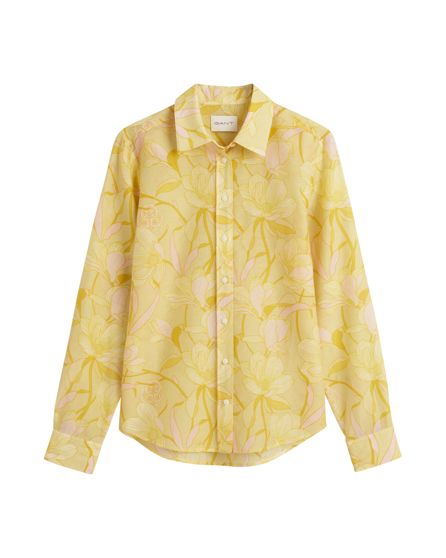 Women's Regular Fit Magnolia Print Cotton Silk Shirt - DUSTY YELLOW