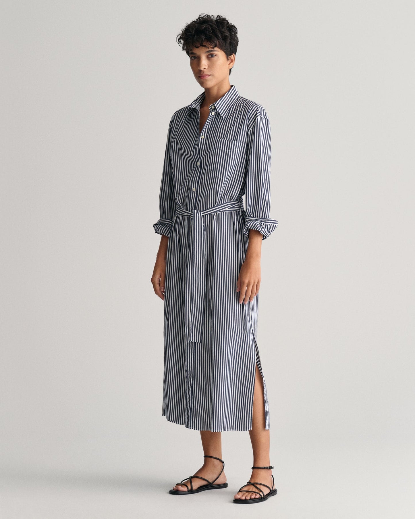 Women's Striped Poplin Shirt Dress - CLASSIC BLUE