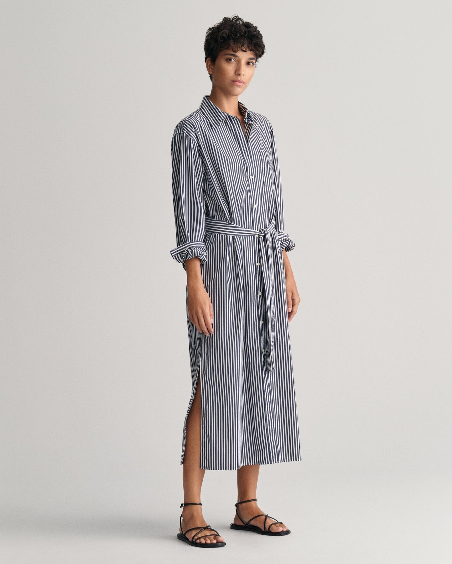 Women's Striped Poplin Shirt Dress - CLASSIC BLUE