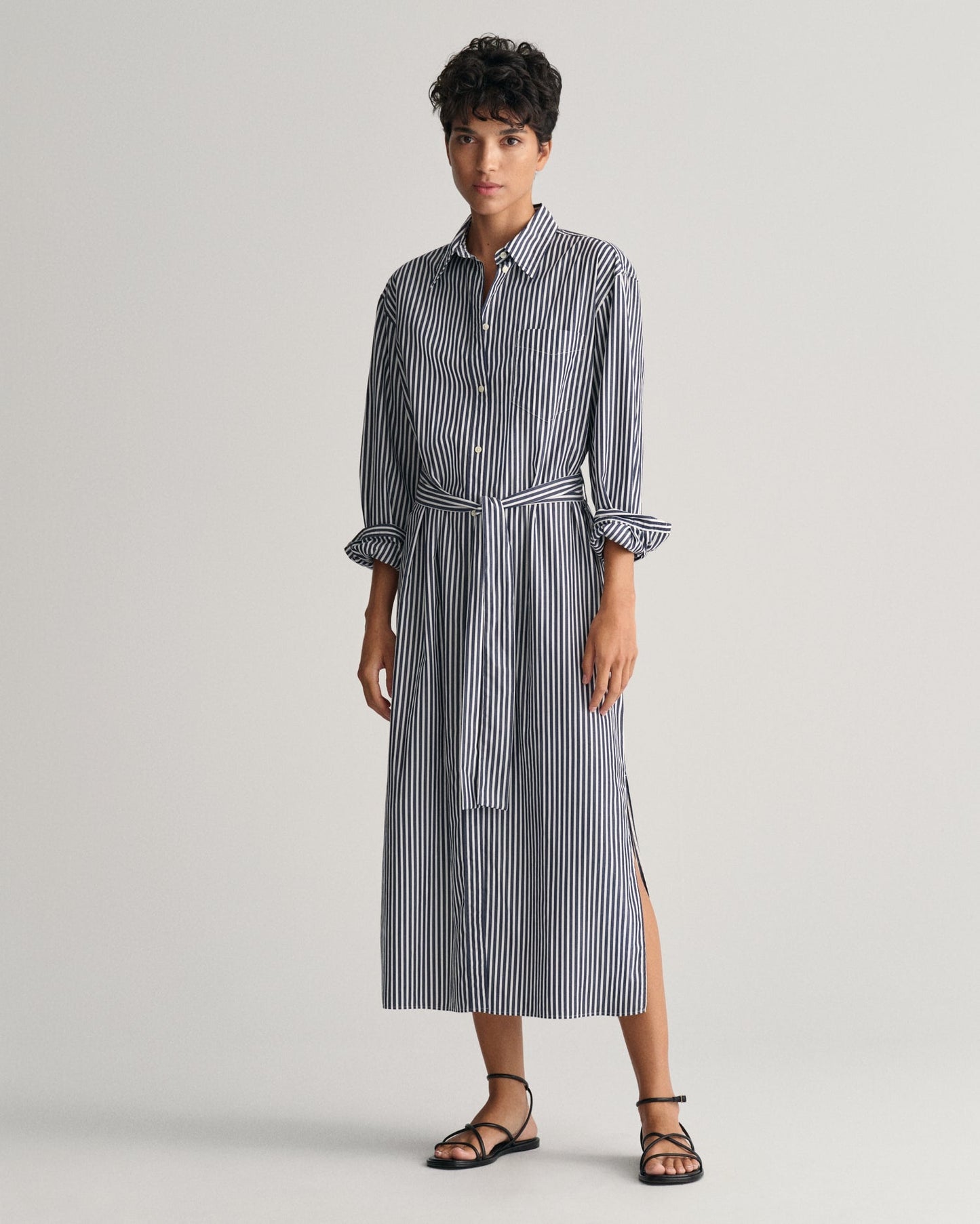 Women's Striped Poplin Shirt Dress - CLASSIC BLUE