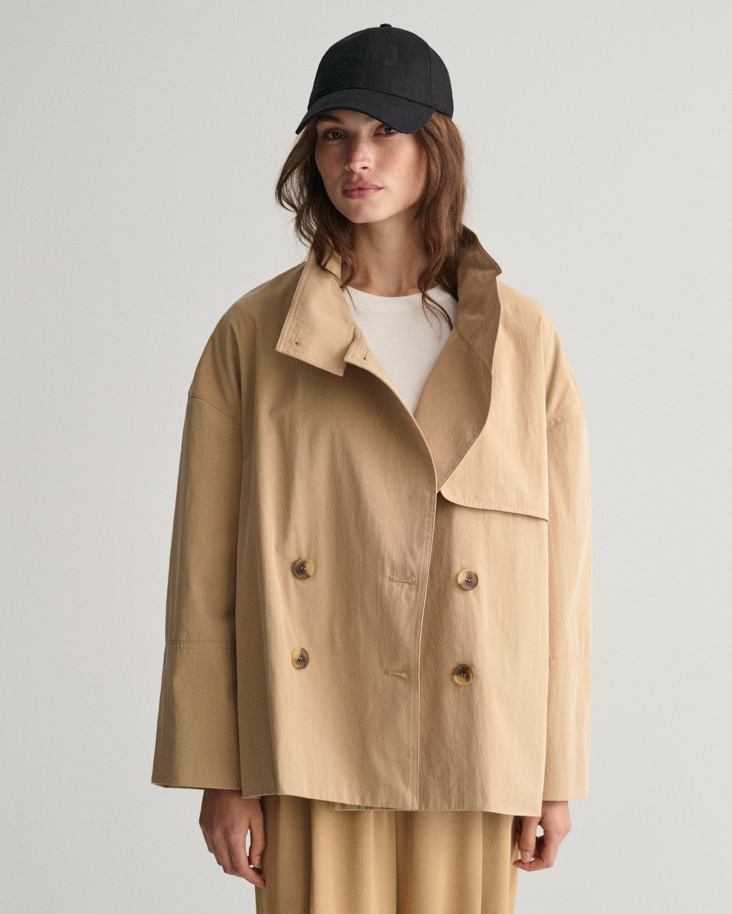 Women's Mid Length Trench Jacket - DARK KHAKI